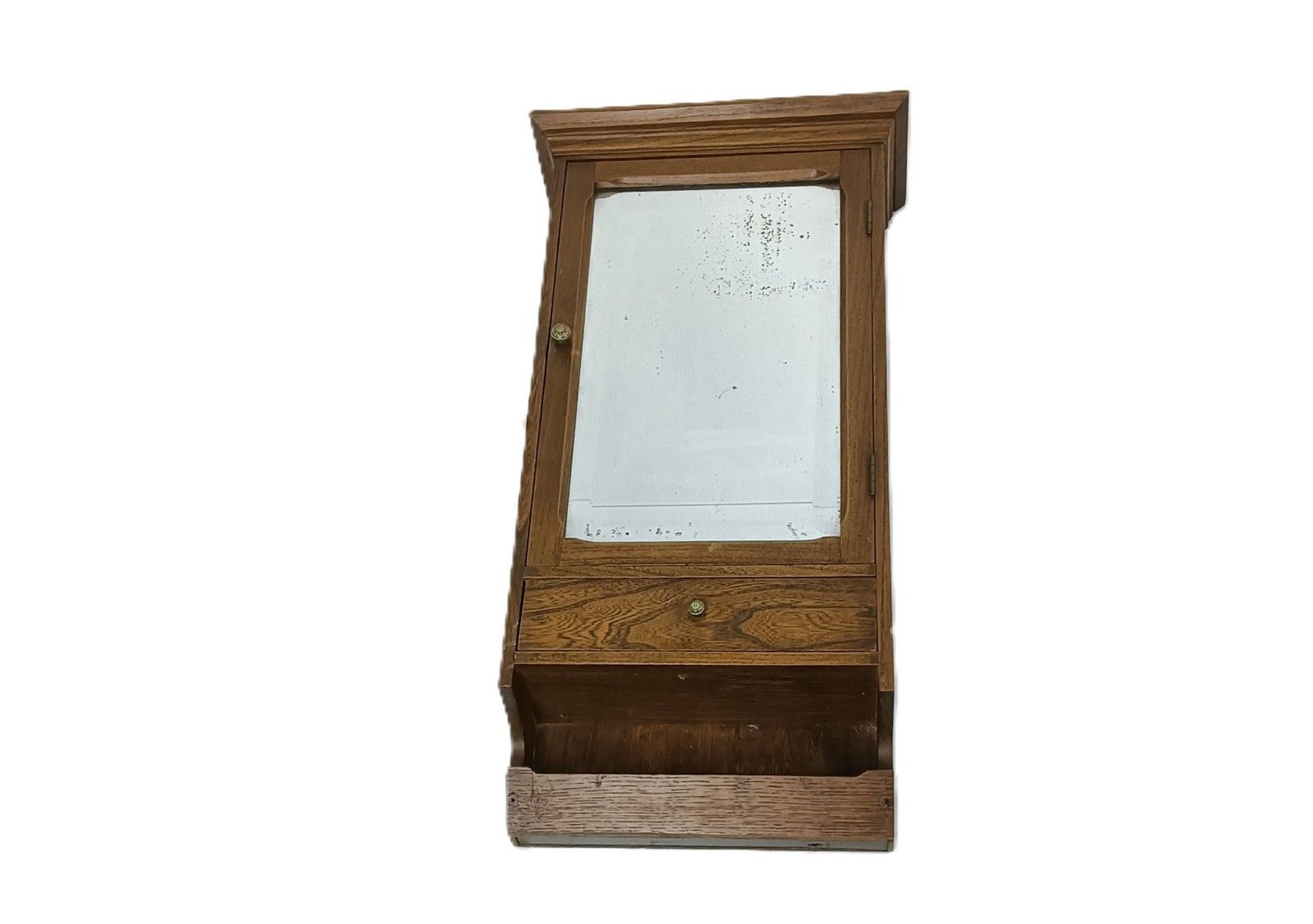 Antique Medicine Apothecary Pharmacy Hanging Cabinet With Letter Box Wood  Bevel
