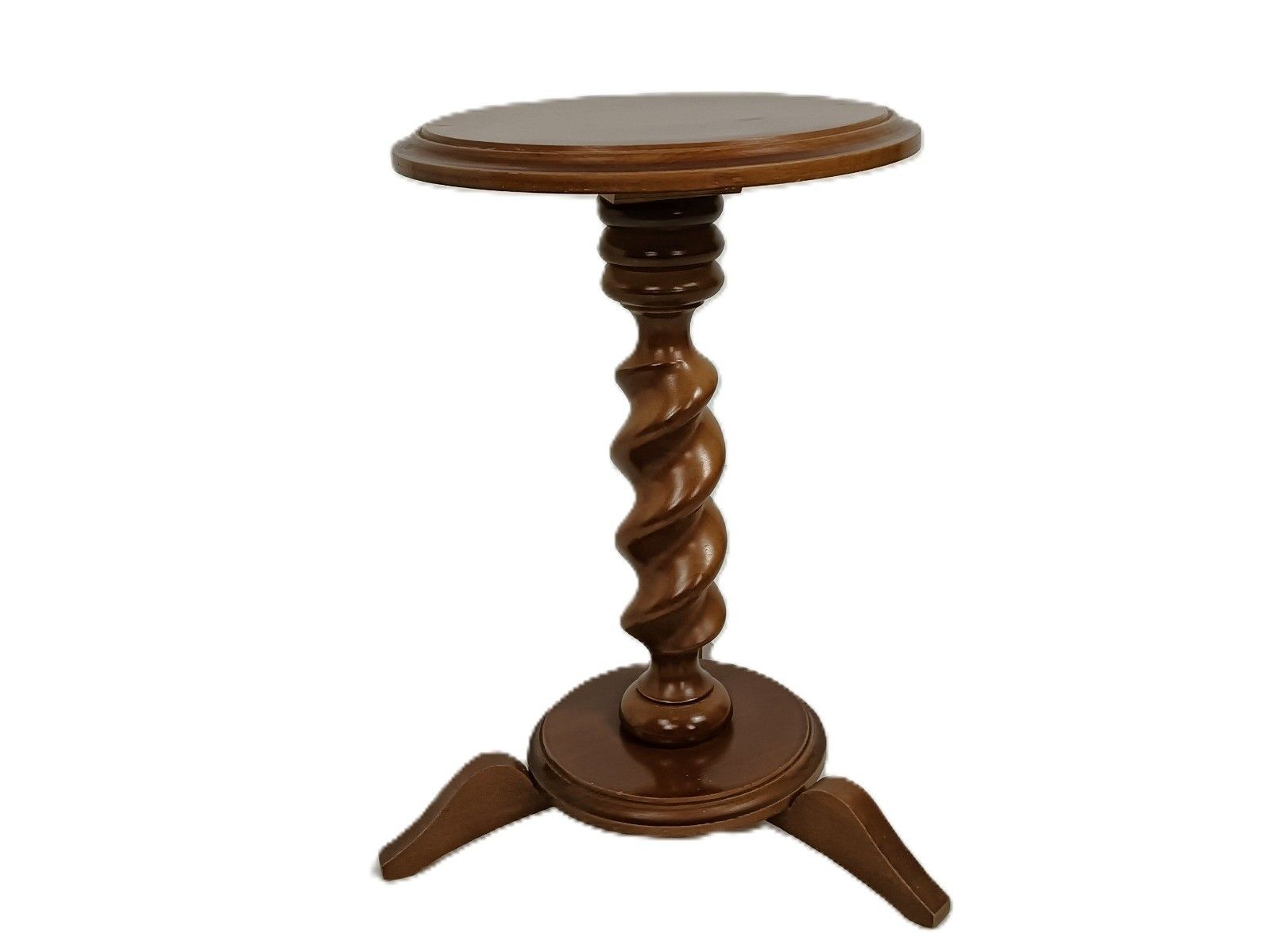 Vintage Barley Twist Carved Wood Pedestal Tripod Legs, Side Table Plant Stand Ba