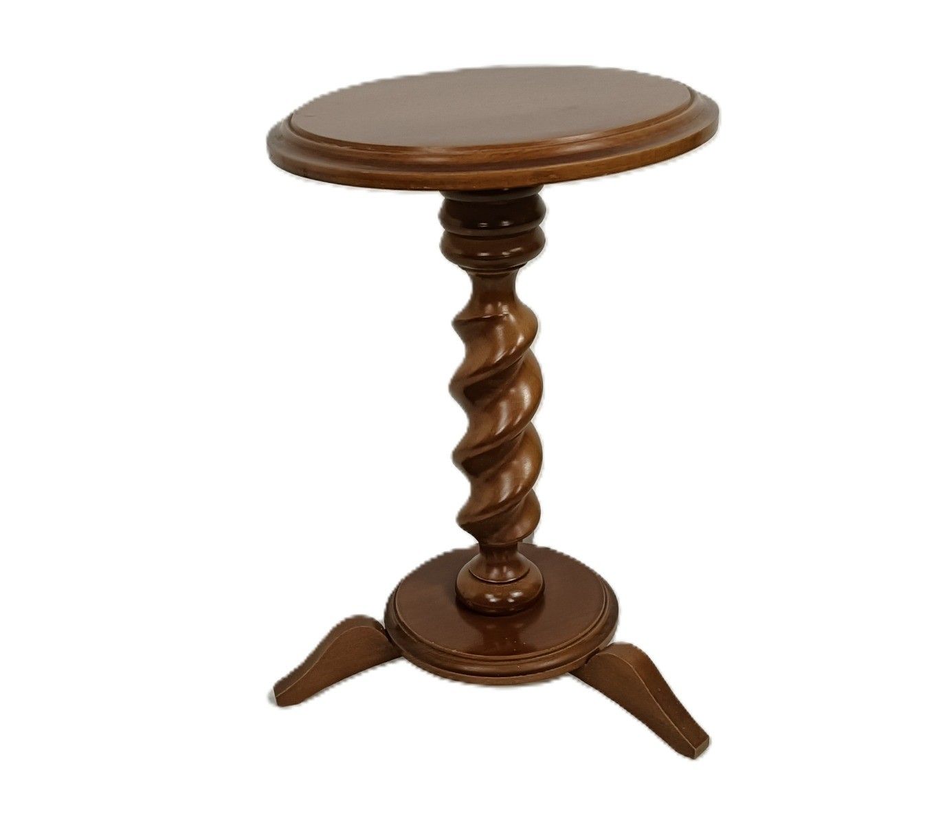 Vintage Barley Twist Carved Wood Pedestal Tripod Legs, Side Table Plant Stand Ba photo for sale