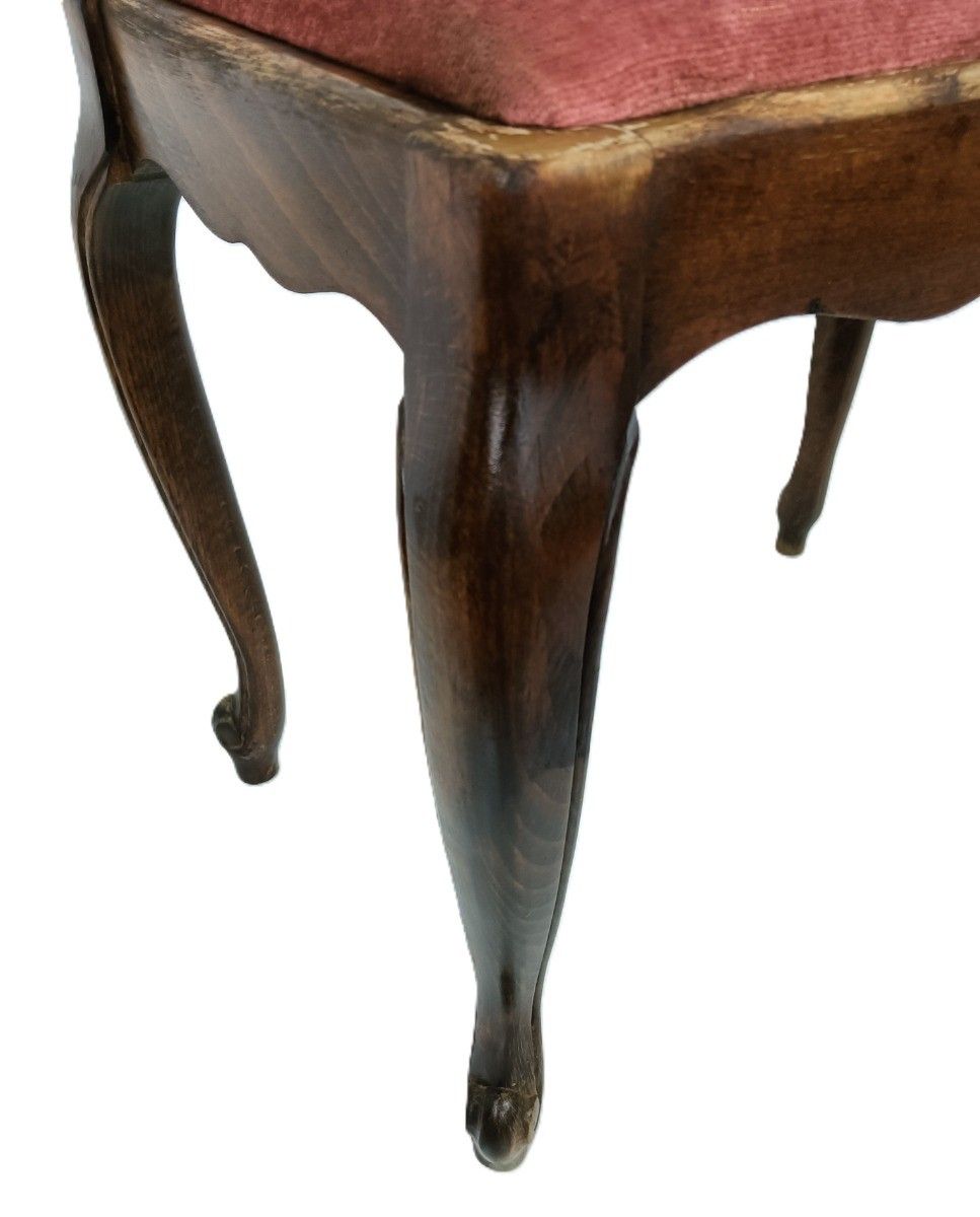 Vintage Footstool Rest Ottoman Fabric Louis XV Style  Red Fabric  Carved Wood photo Furniture