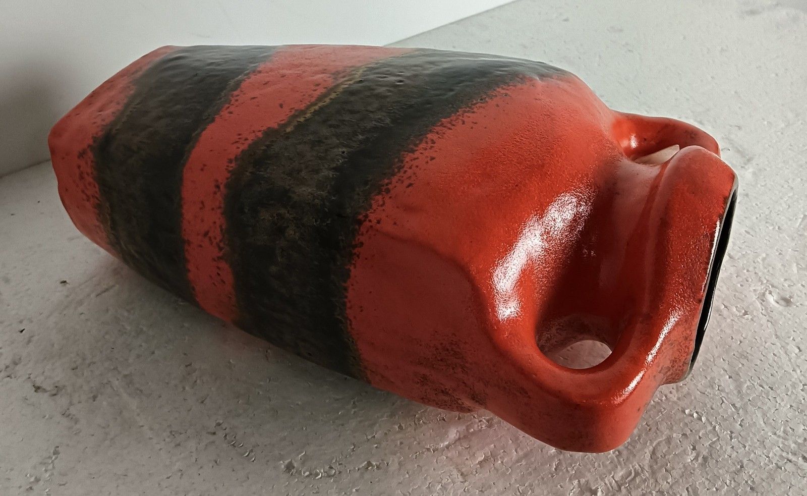 Kurt Tschörner Mid Century Ruscha Rasma Orange Glazed Art Pottery Vase Fat Lava photo buy