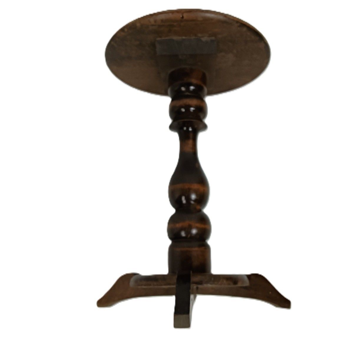 Vintage Small Pedestal Plant Stand Side Table Carved Wood Barn Style photo 144.0