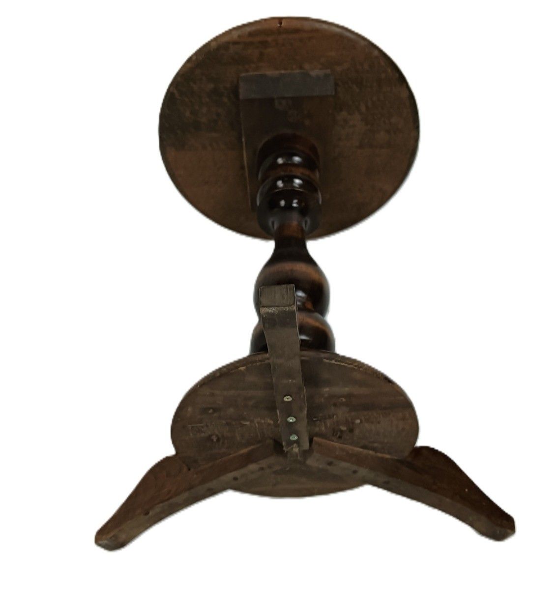 Vintage Small Pedestal Plant Stand Side Table Carved Wood Barn Style photo vinterior