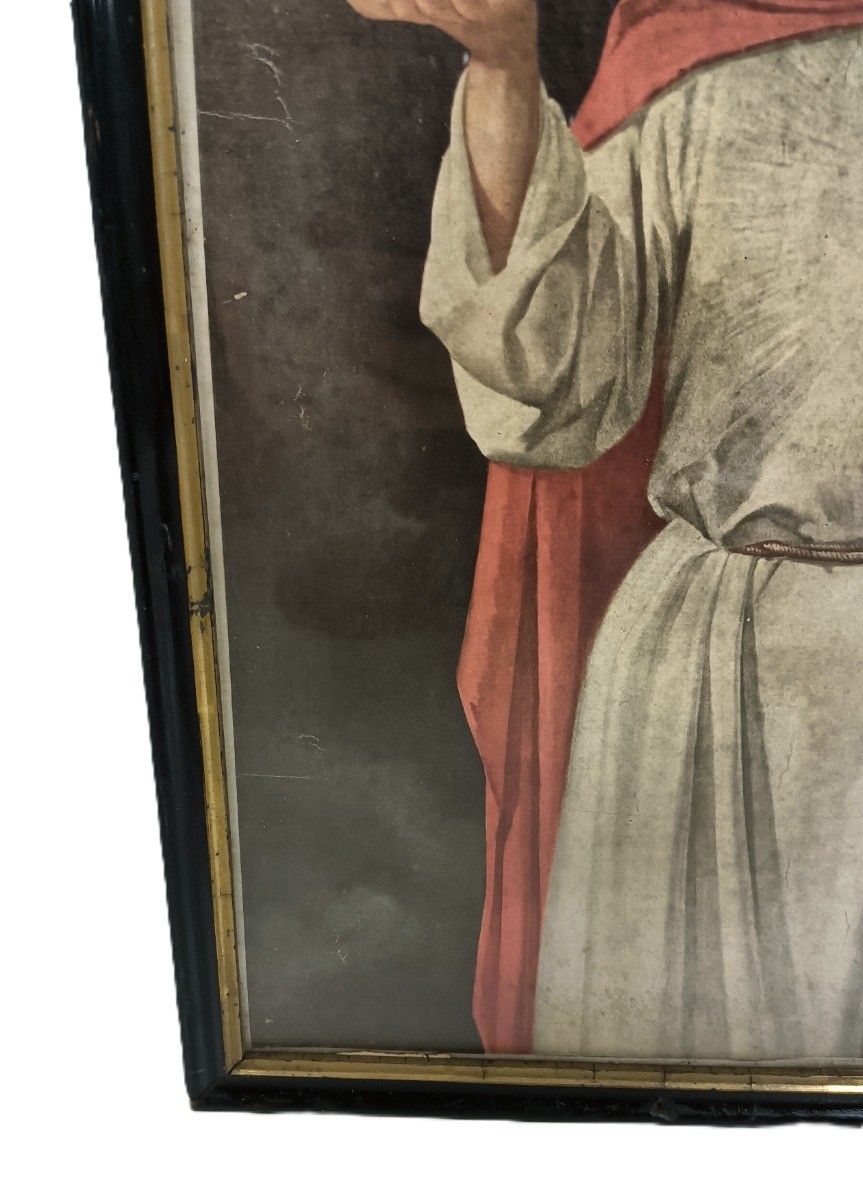 Art Deco Print Behind Glass Wooden Frame Wall Hanging Jesus Christ  Holy Sacre photo for sale