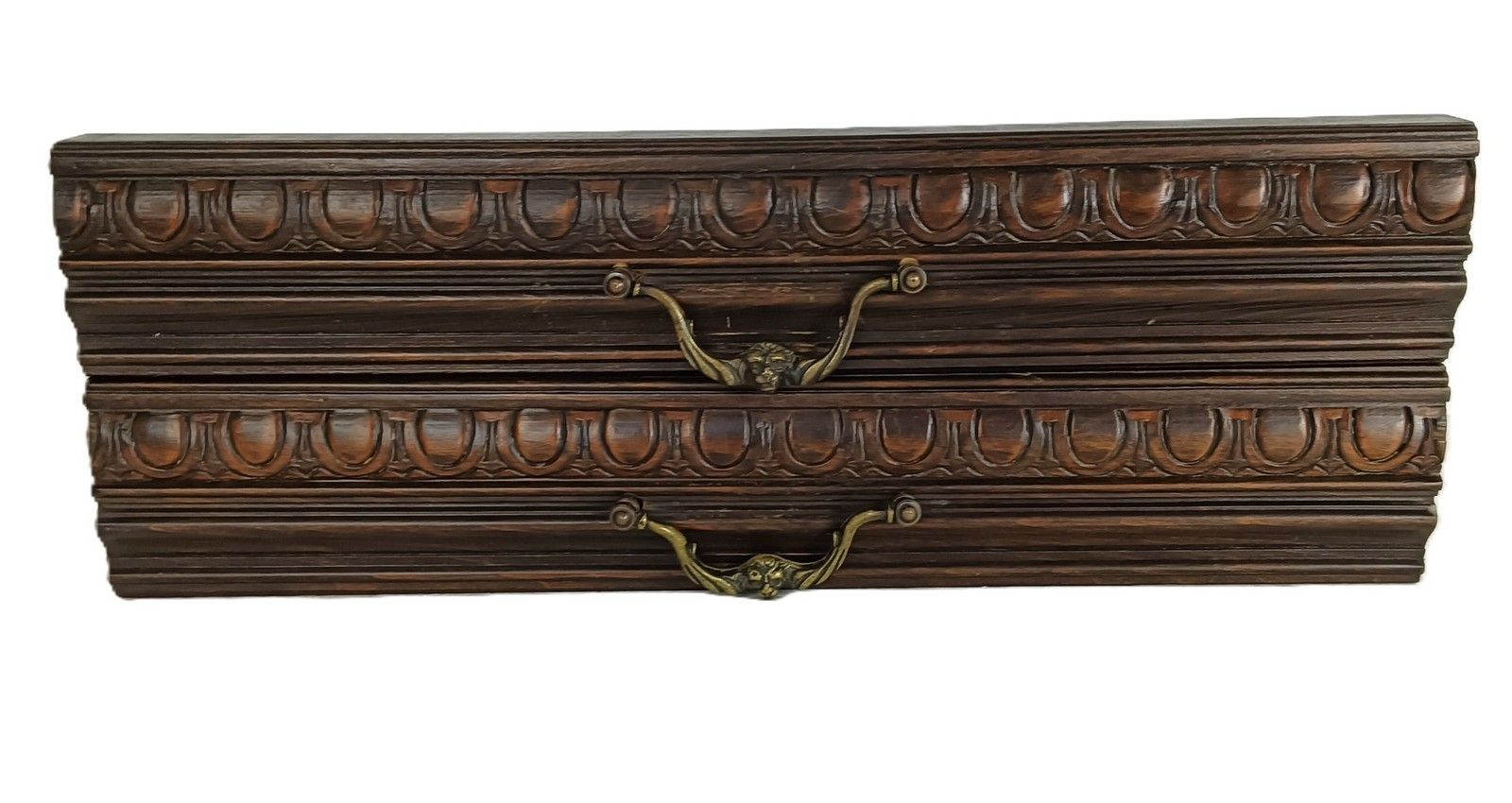 Pair Front Of Drawers  Trims Pediments Boards Ornate Carved Wood Antique Reclaim