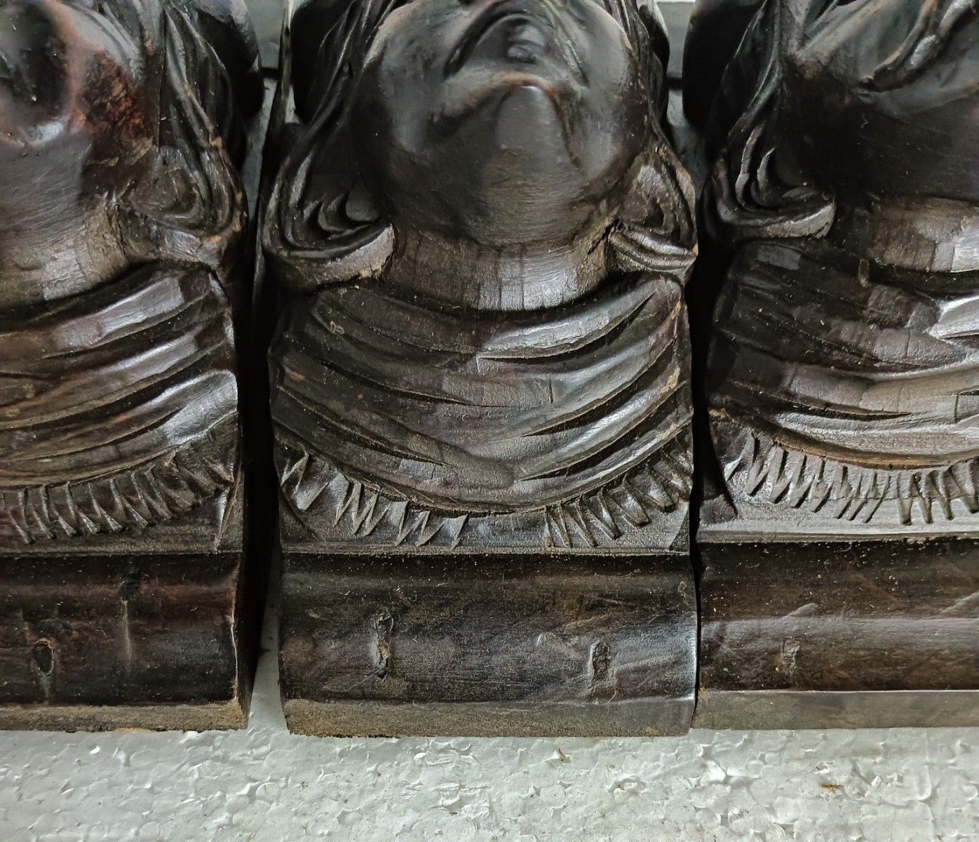 photo furniture Antique Set Of 6  Corbels Hand Carved Wood Architectural Reclaimed Figurine Head