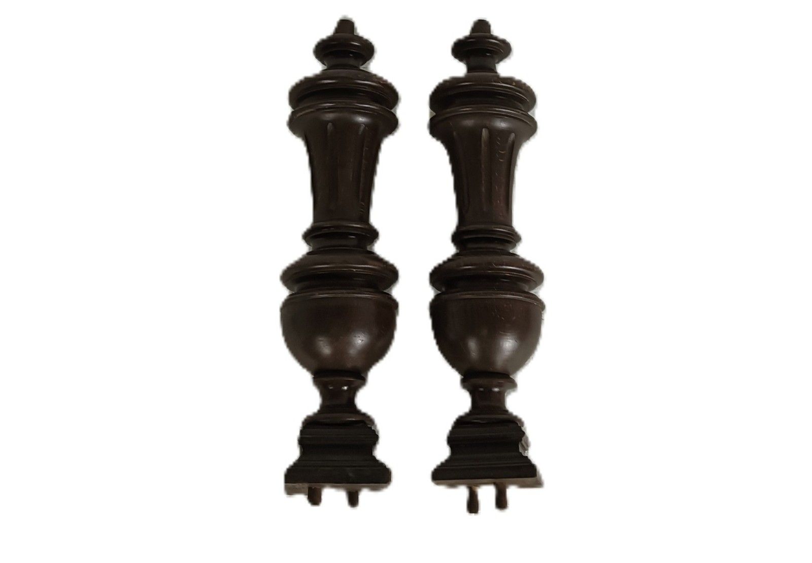 Set Of 2 Reclaimed Carved Wood Large Spindles Balusters Trim Posts Pillars Salva
