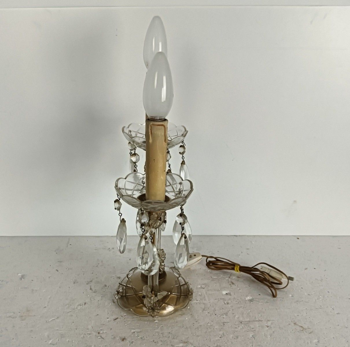 Desk Lamp  Revival French Empire Therese Style Brass Ornate  Prisms Working photo furniture