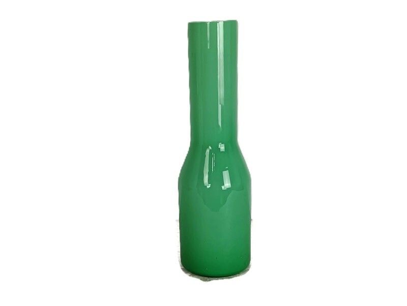 Vintage  Opaline Glass Grass Green Vase Italy Cased Glass Decorative