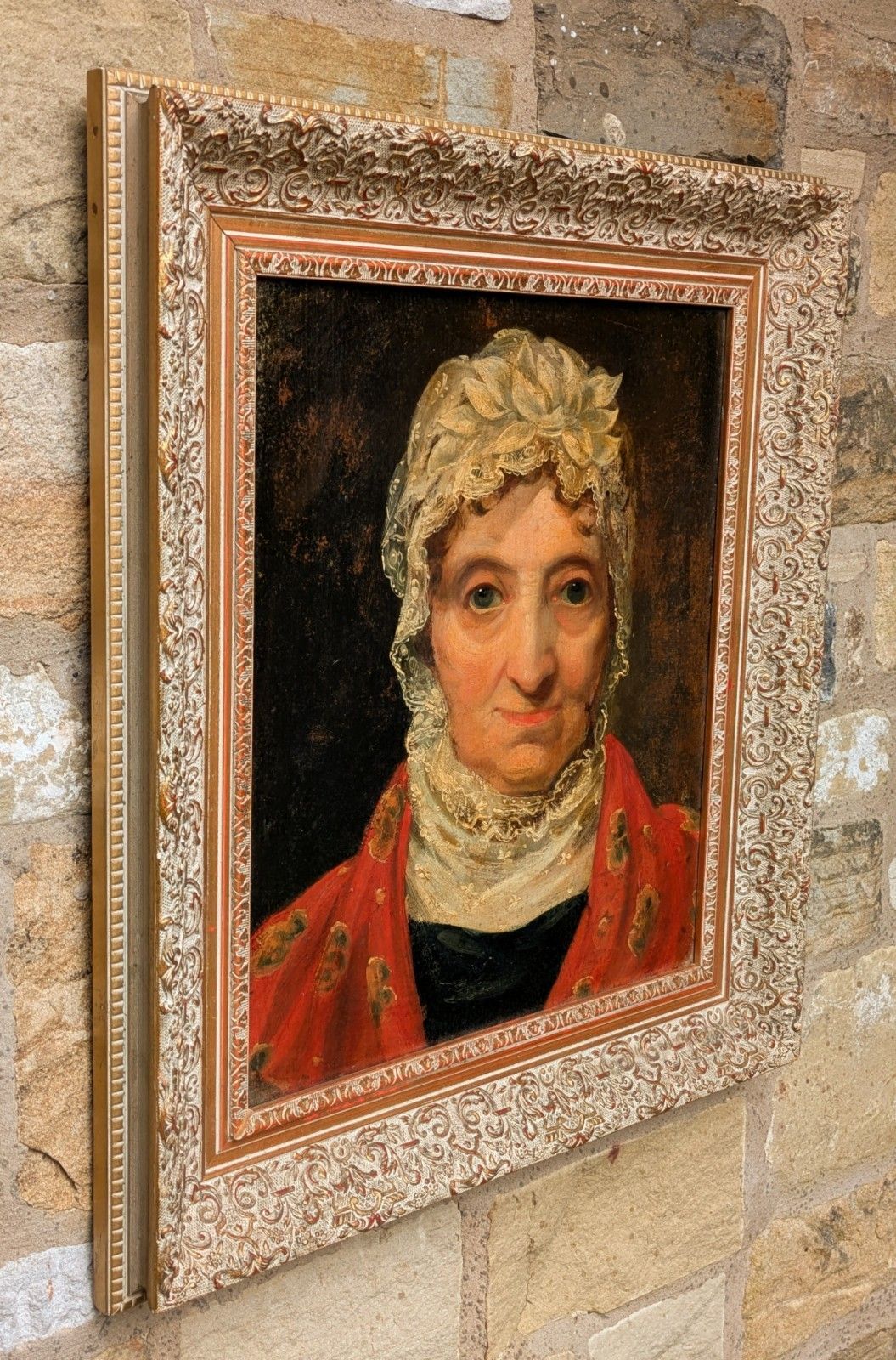 Oil Portrait Irish Lady In Lace Cap Circle Of Erskine Nichols photo for sale