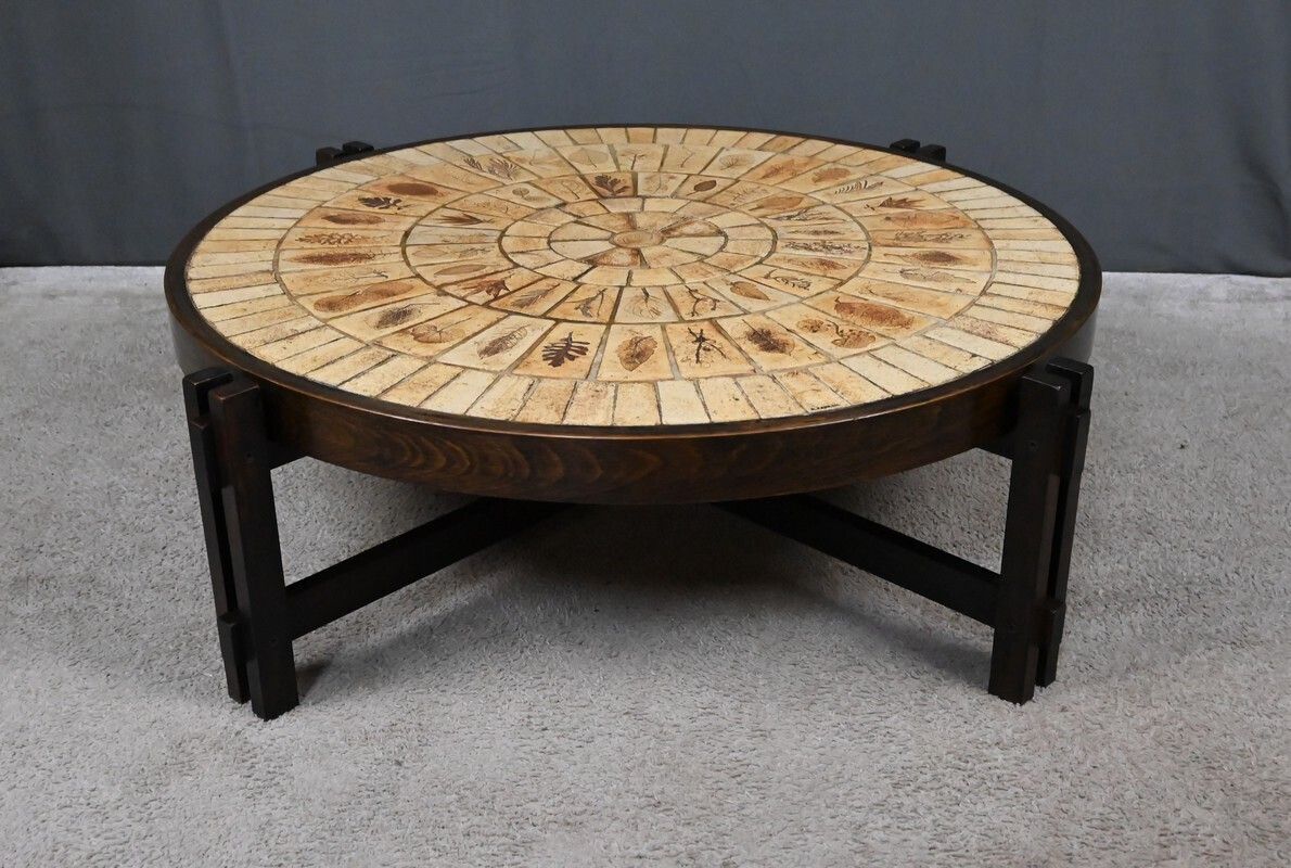 Coffee Table Signed R. Capron, Les Herbiers Collection, Vallauris – 1960 photo for sale