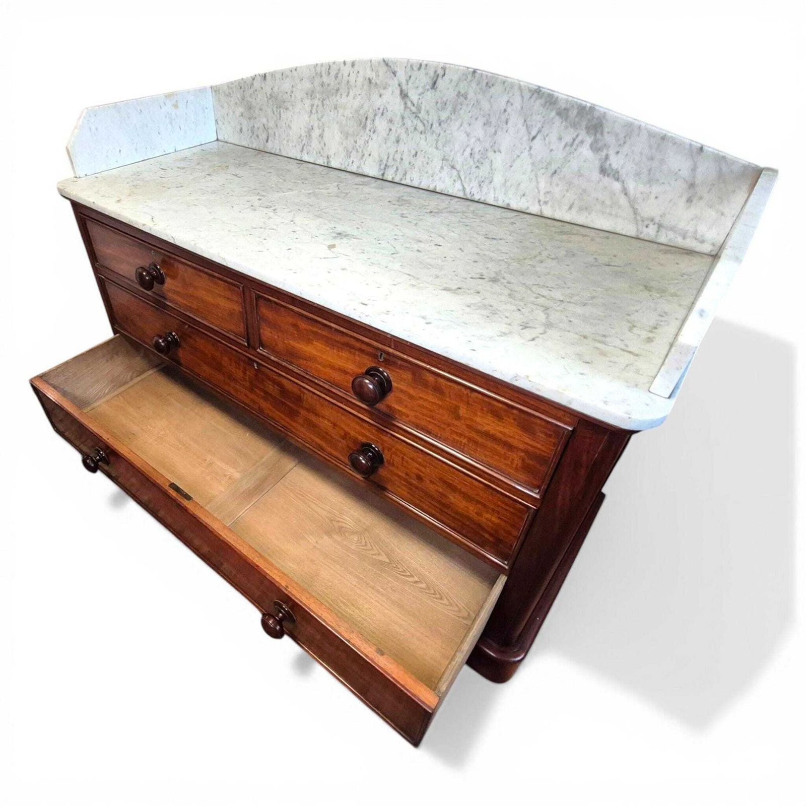 Antique Victorian Marble Top Sideboard Mahogany Chest Kitchen Unit photo 950.0