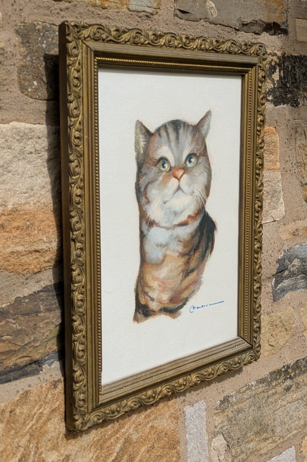 Charming Portrait Of A Stylish Cat In Oil Pastels photo for sale
