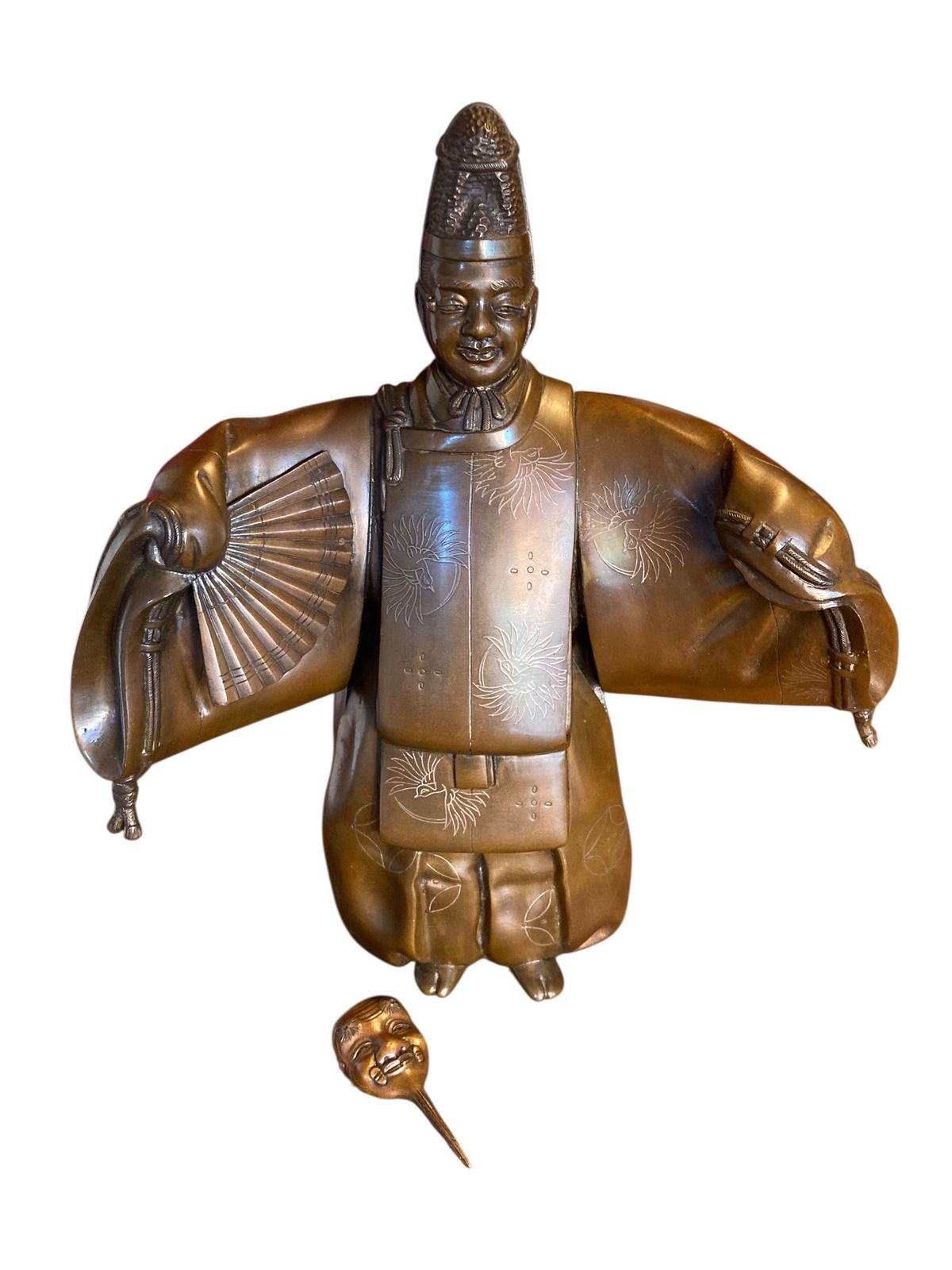Japanese Bronze Noh Actor, Meiji Period (1868 1912), Signed 'Matsumori'