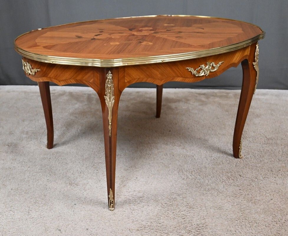 photo for sale Louis XV Style Marquetry Coffee Table – Mid 20th Century