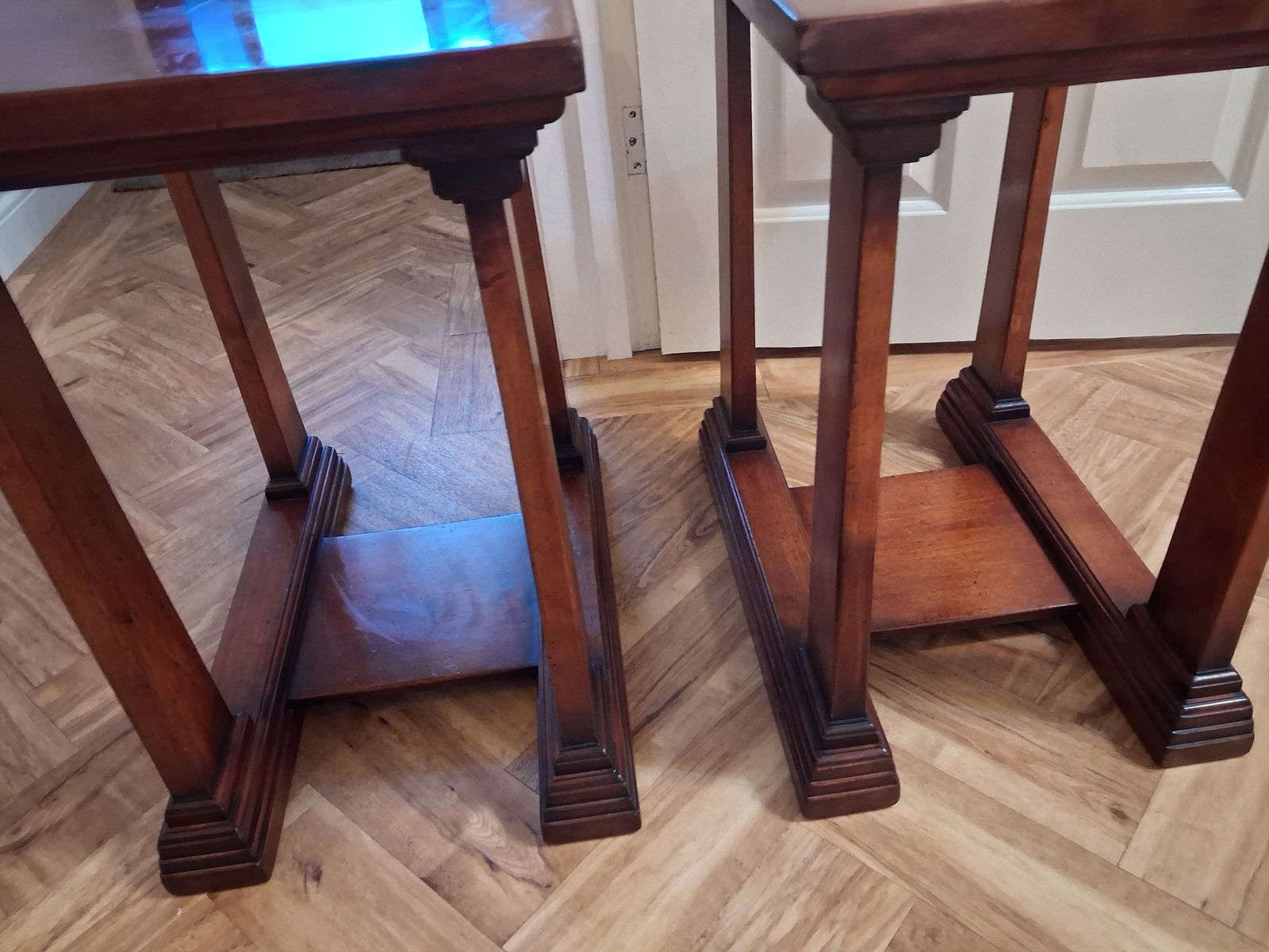 photo for sale Two Pairs Classical Quality Heavy Cherry Mahogany Nest Of Tables
