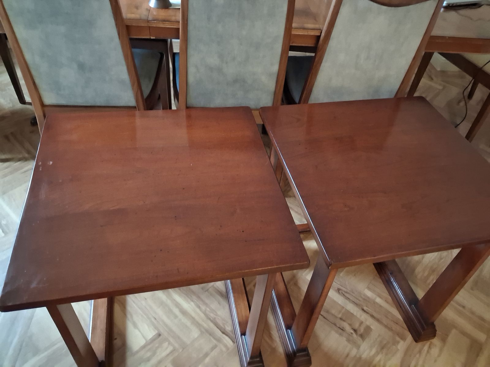 Two Pairs Classical Quality Heavy Cherry Mahogany Nest Of Tables photo Furniture