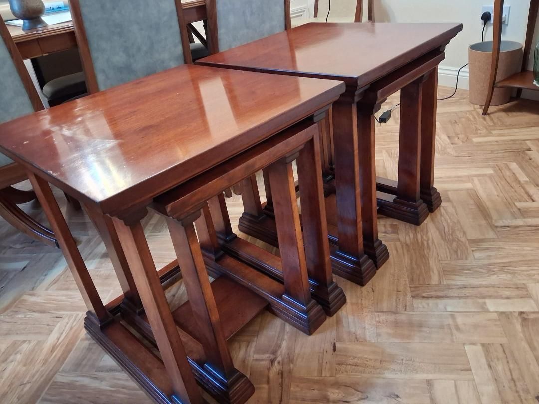 Two Pairs Classical Quality Heavy Cherry Mahogany Nest Of Tables