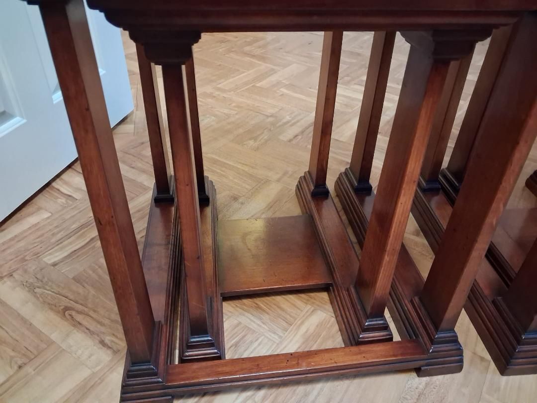 Furniture Two Pairs Classical Quality Heavy Cherry Mahogany Nest Of Tables photo