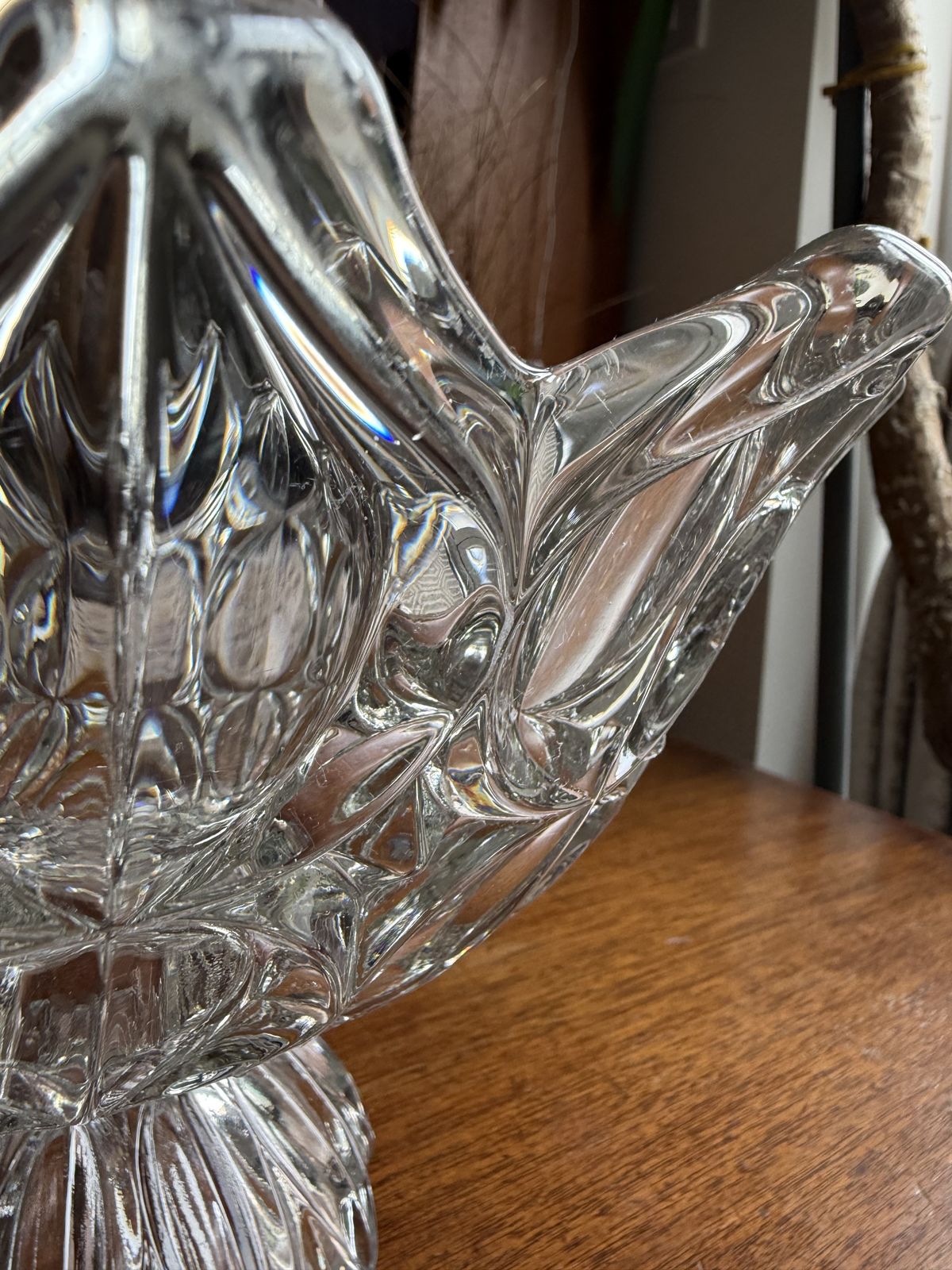 Vintage Hermanova Hut "Tulips" Pressed Glass Centerpiece Bowl  Designed By E. Downey, 1957 photo vinterior