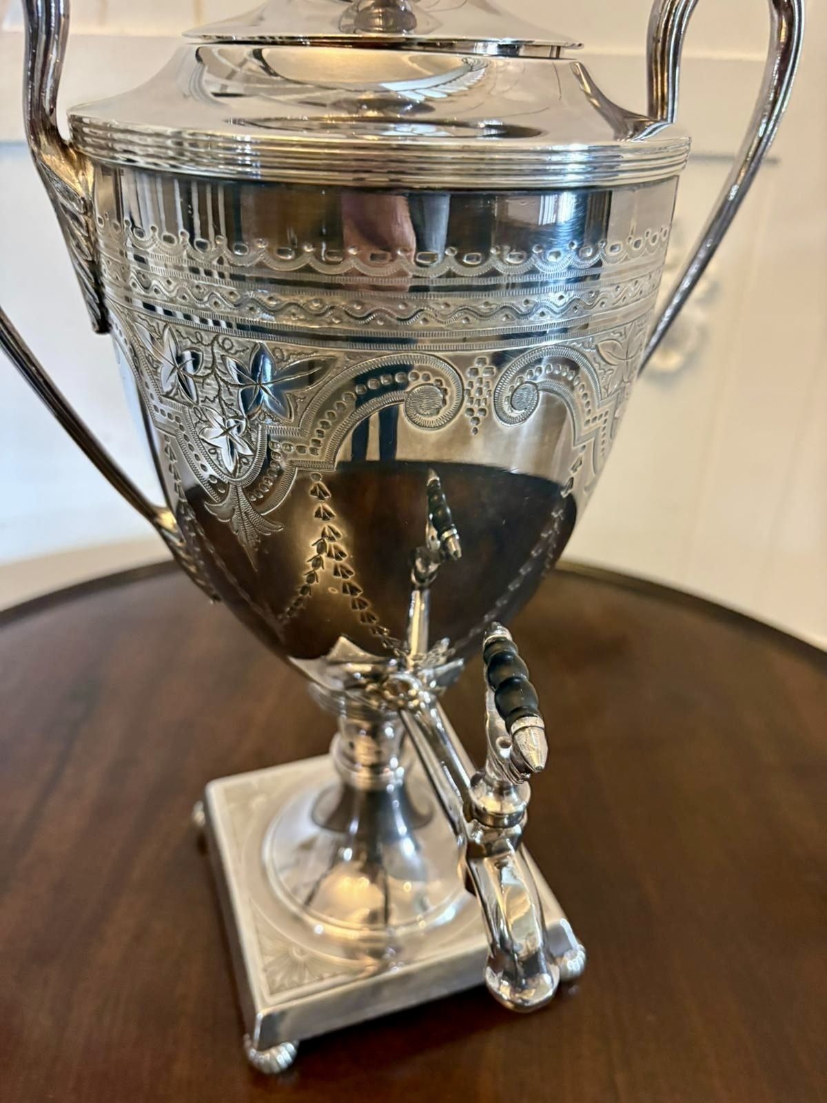 photo for sale Antique 19tth Centuryt Walker & Hall Sheffield Silver Plated Tea Urn