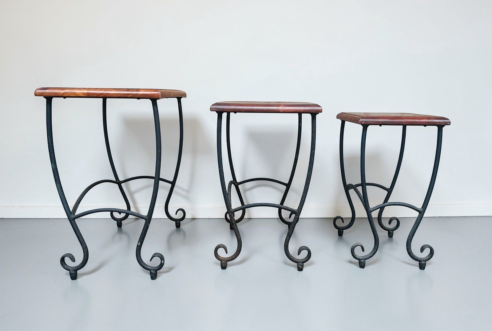 Vintage Habitat Teak And Iron Nest Of Tables Retro C1960s Very Decorative photo for sale