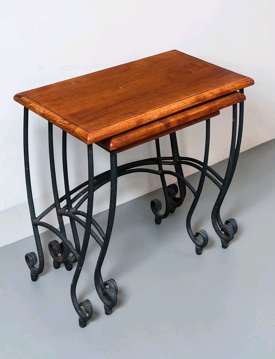 Furniture Vintage Habitat Teak And Iron Nest Of Tables Retro C1960s Very Decorative photo