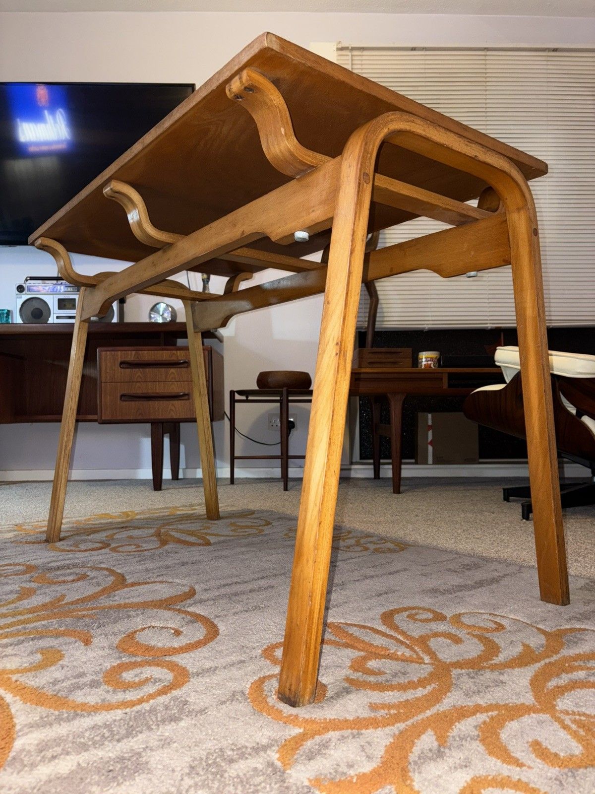 Esavain Bent Plywood Stacking Desk & Tecta Chair Mcm   Alvar Aalto Style photo Furniture
