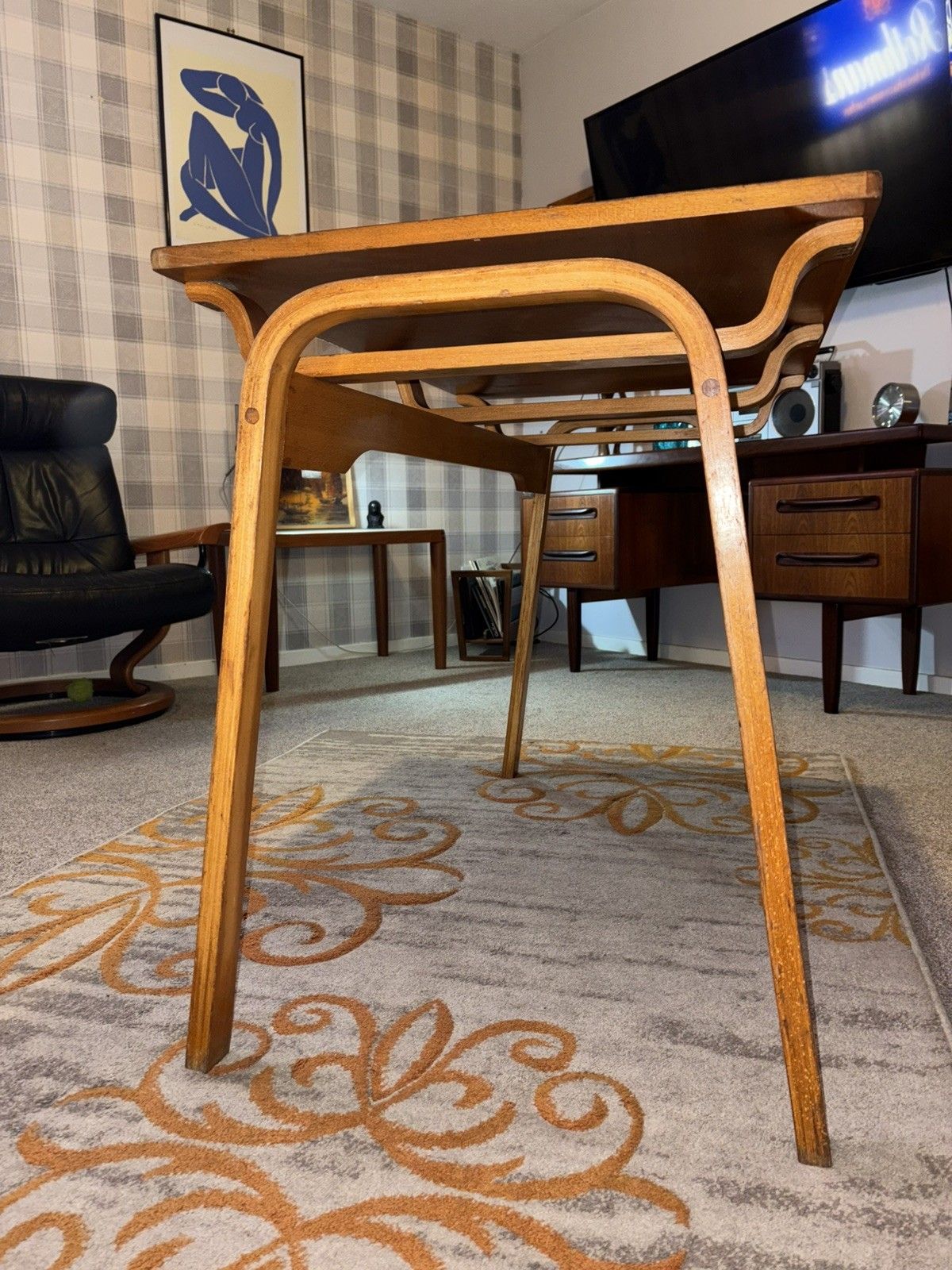 Esavain Bent Plywood Stacking Desk & Tecta Chair Mcm   Alvar Aalto Style photo buy