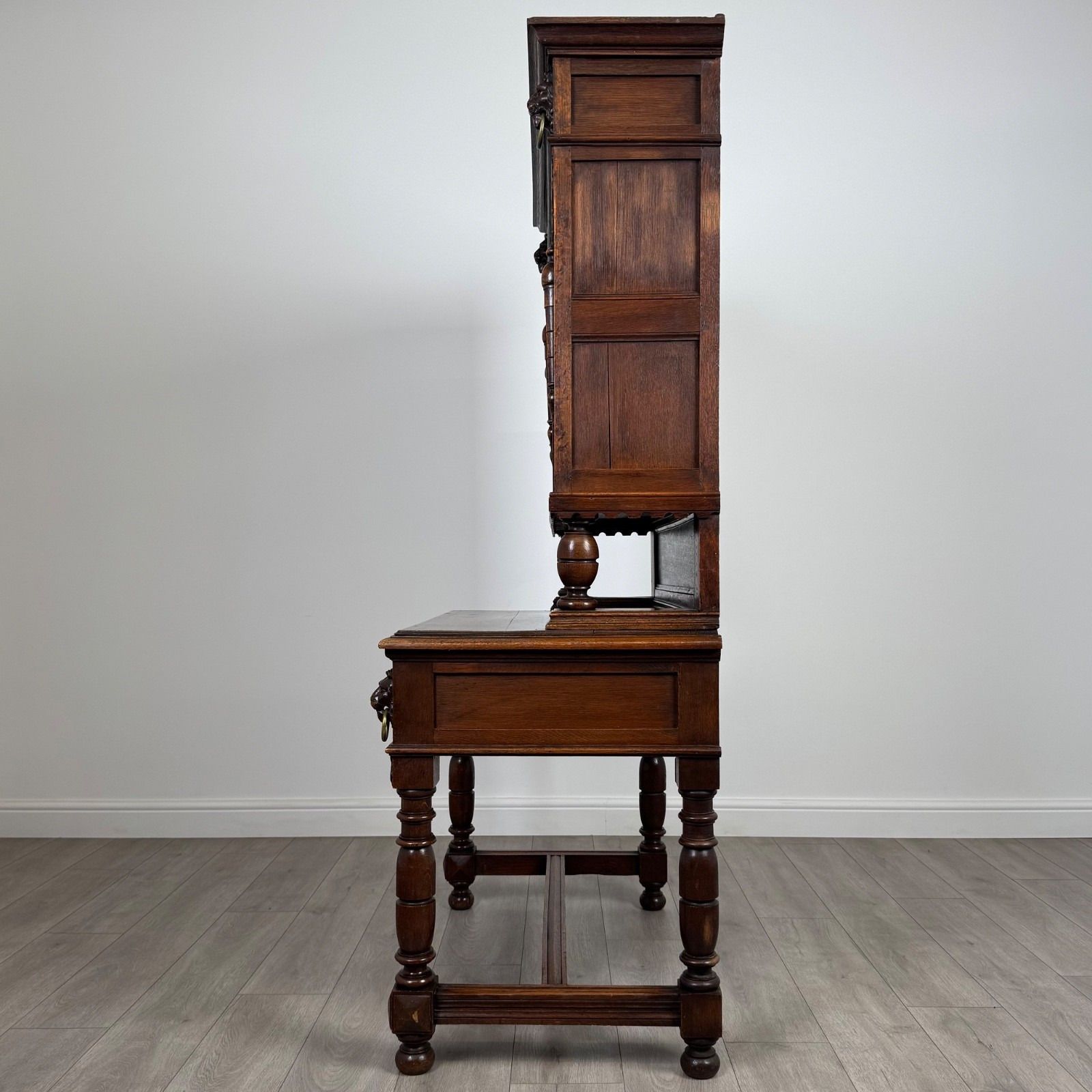 Antique 19th Century Jacobean Revival Cabinet In Copper And Oak ( Af 4137 ) photo Furniture