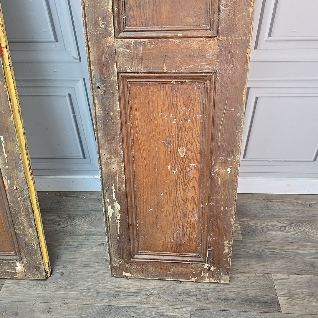 photo for sale Antique Pair Wooden Doors Window Shutters Painted Rustic Panels Vintage Wood