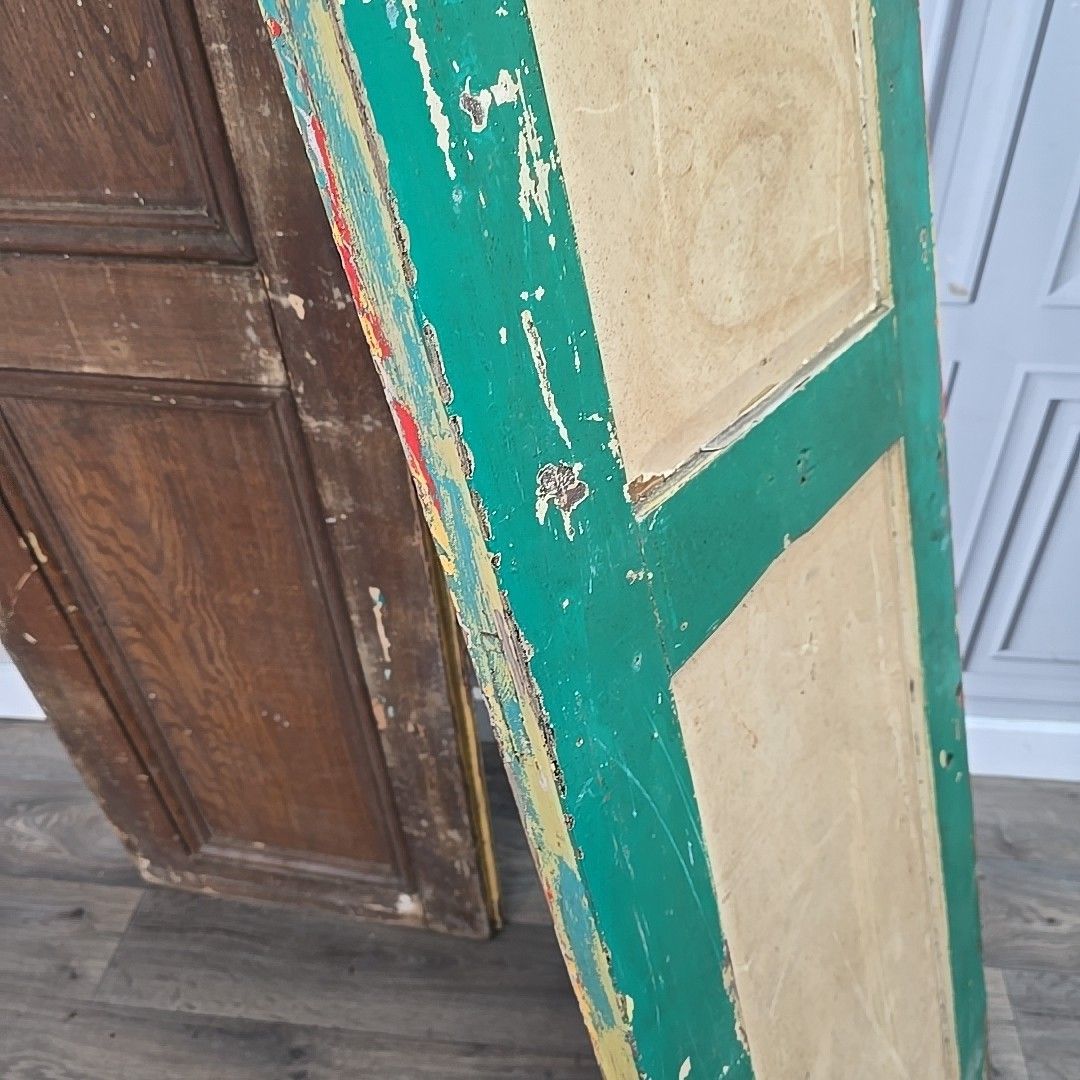 170.0 Antique Pair Wooden Doors Window Shutters Painted Rustic Panels Vintage Wood photo