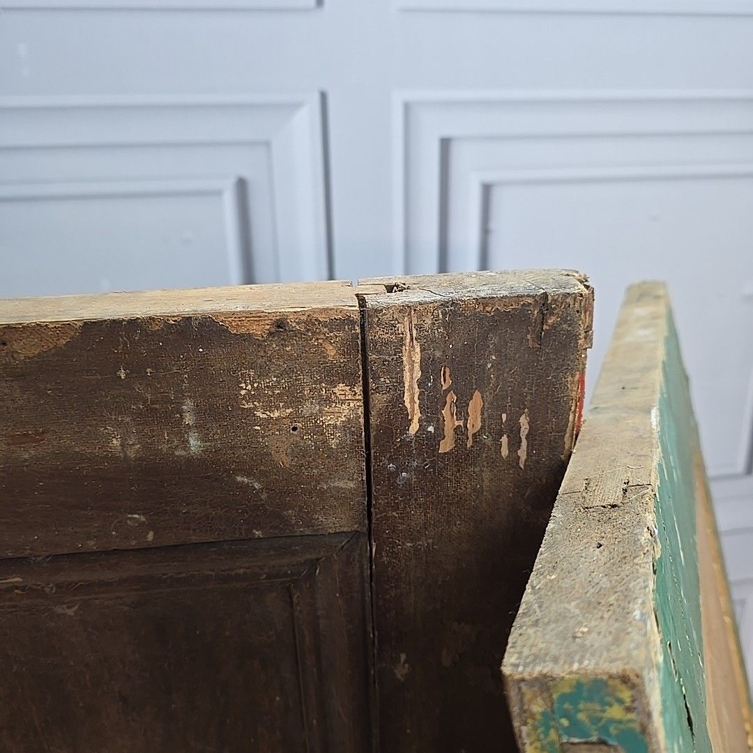 photo buy Antique Pair Wooden Doors Window Shutters Painted Rustic Panels Vintage Wood