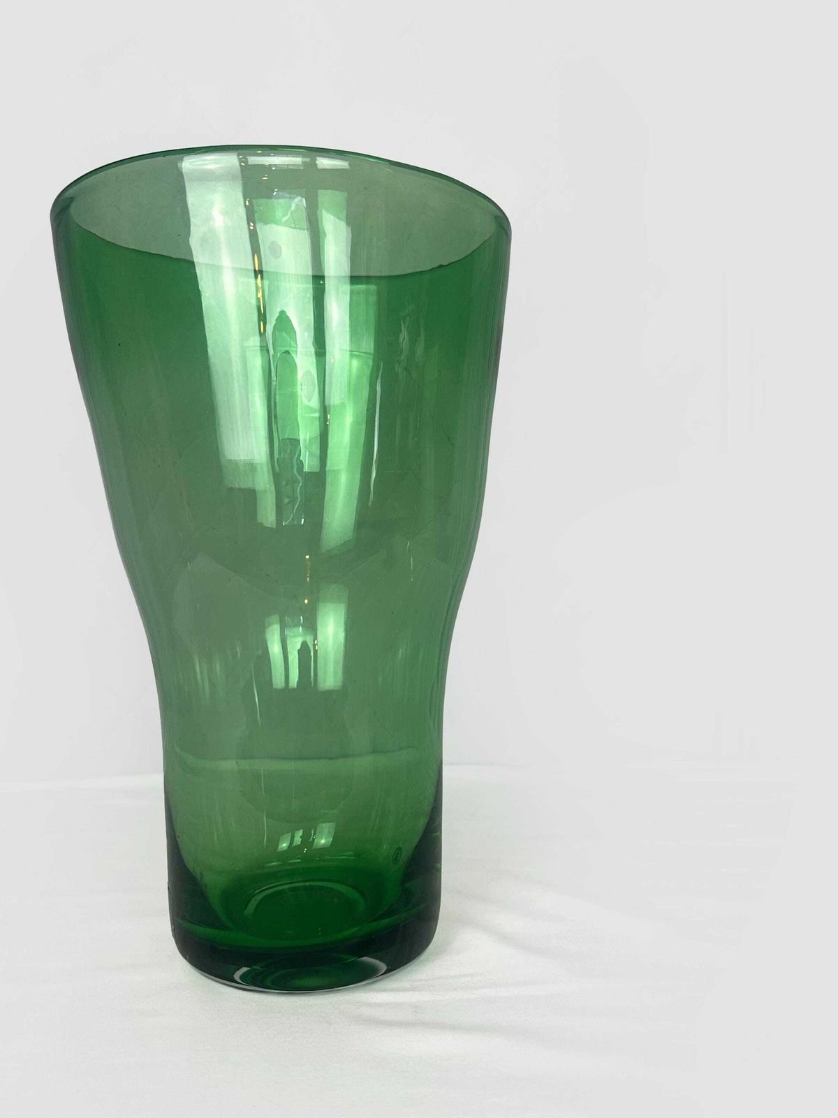 Vintage 1990s Large 12” Ikea Maria Vinka Blown Glass Green Vase / Stockholm Collection / Handblown Vase / Vintage Ikea Sweden Vase photo Home Decor