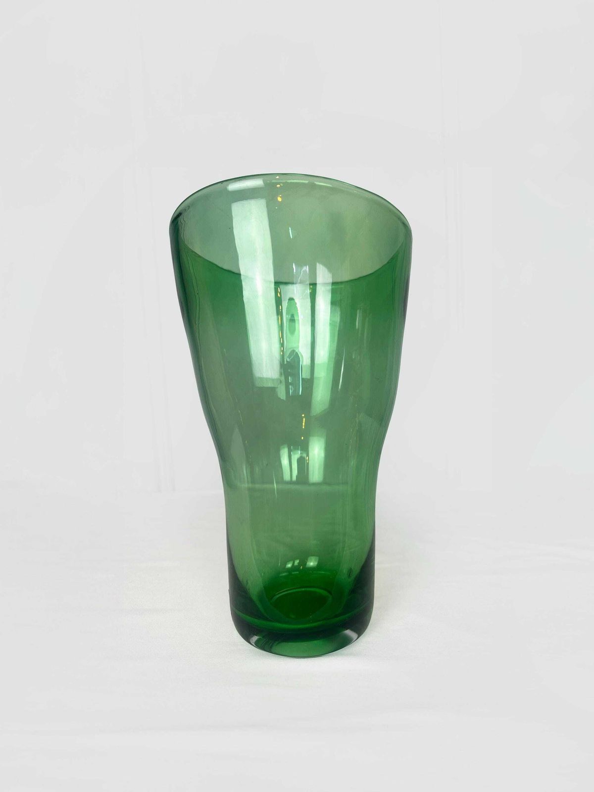 Vintage 1990s Large 12” Ikea Maria Vinka Blown Glass Green Vase / Stockholm Collection / Handblown Vase / Vintage Ikea Sweden Vase photo vinterior