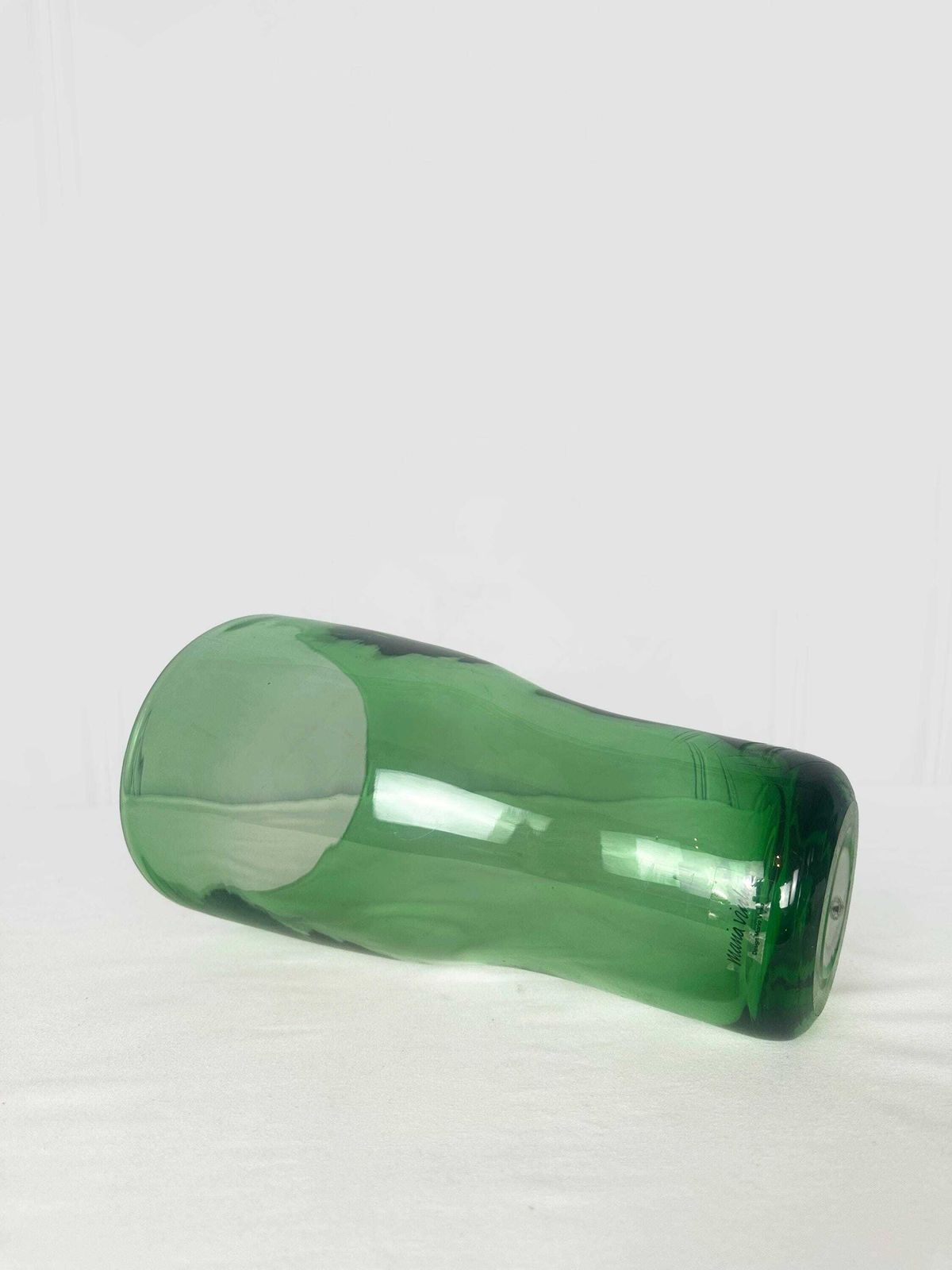 Vintage 1990s Large 12” Ikea Maria Vinka Blown Glass Green Vase / Stockholm Collection / Handblown Vase / Vintage Ikea Sweden Vase photo vintage