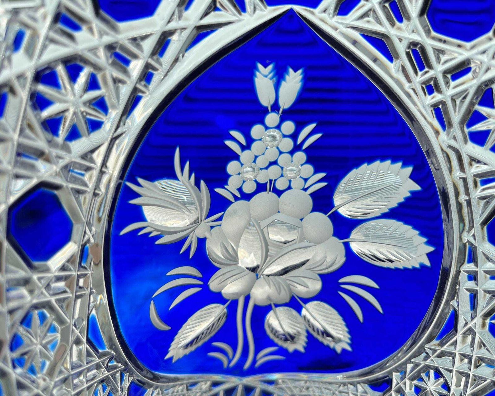 Meissen Vaas | Geslepen Kristal | Kobaltblauw photo vintage