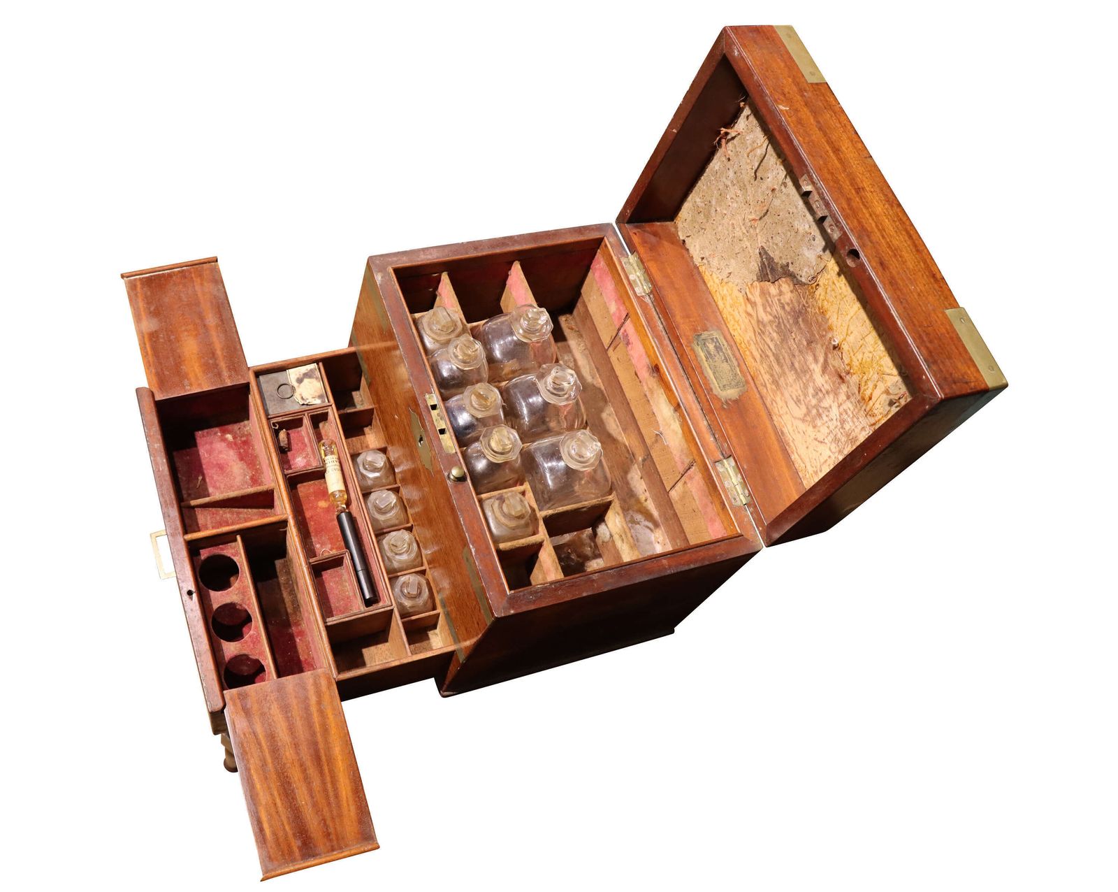 Early 19th Century Mahogany Apothecary Travelling Case With Bottles & Drawer, Circa 1820 photo buy