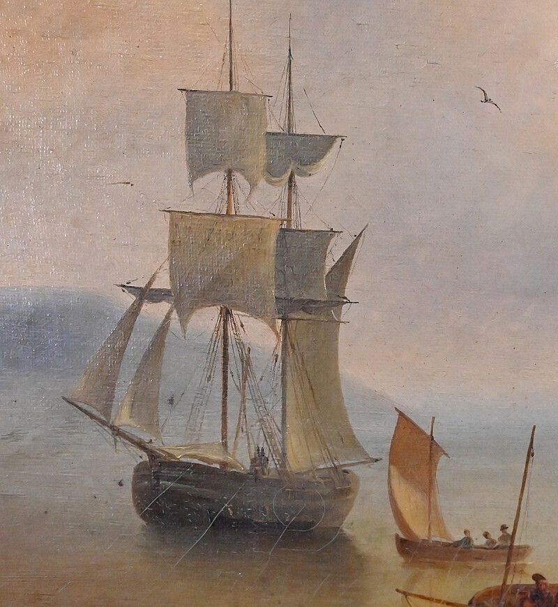 photo furniture Painting "Light On The Port", French School, 19th Century