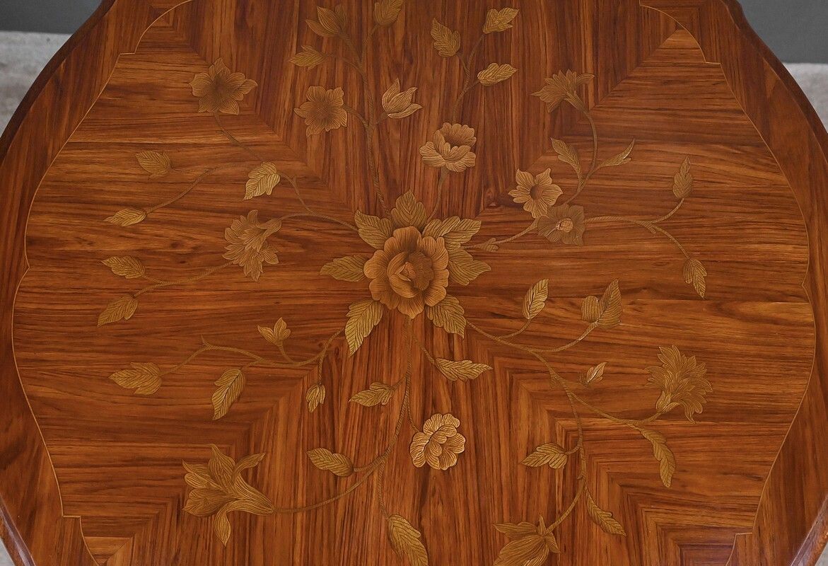 Louis XV Style Marquetry Coffee Table – Mid 20th Century photo vinterior
