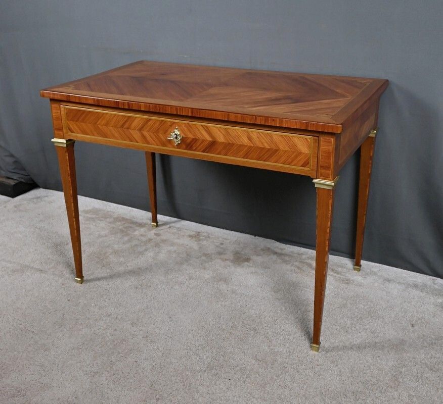 Marquetry Desk, Louis XVI Style – Early 20th Century photo Furniture