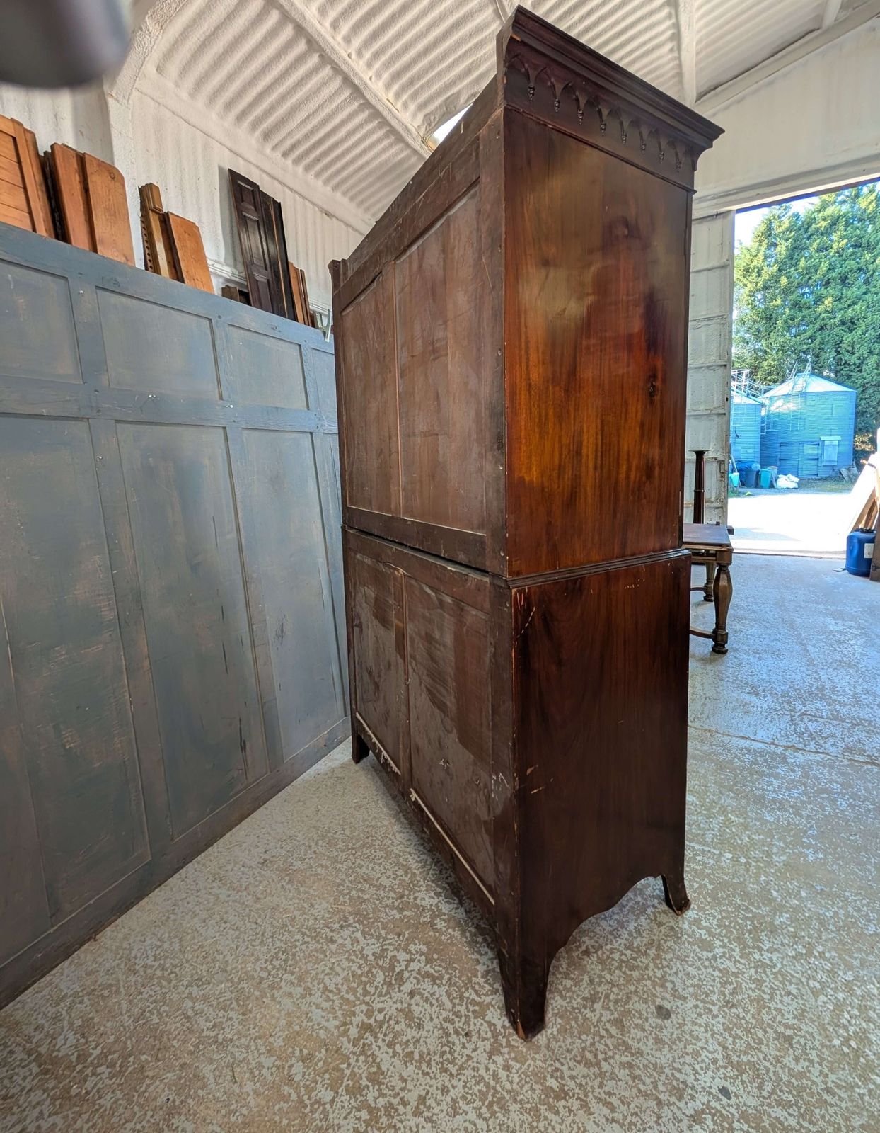 Very Well Made Edwardian Mahogany Linen Press In Two Sections photo for sale