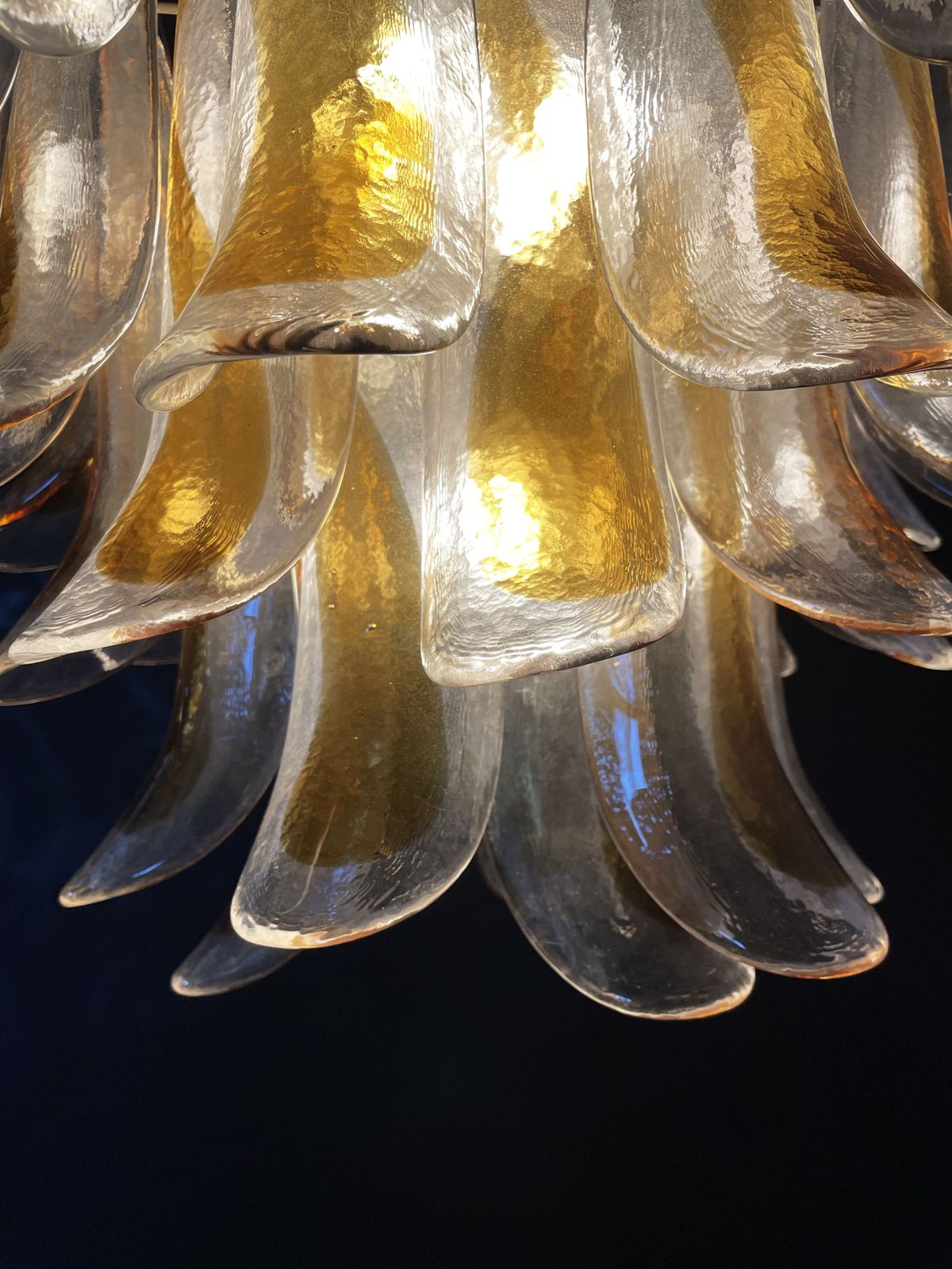 980.0 Italian Vintage Murano Chandelier   41 Glass Amber Petals photo