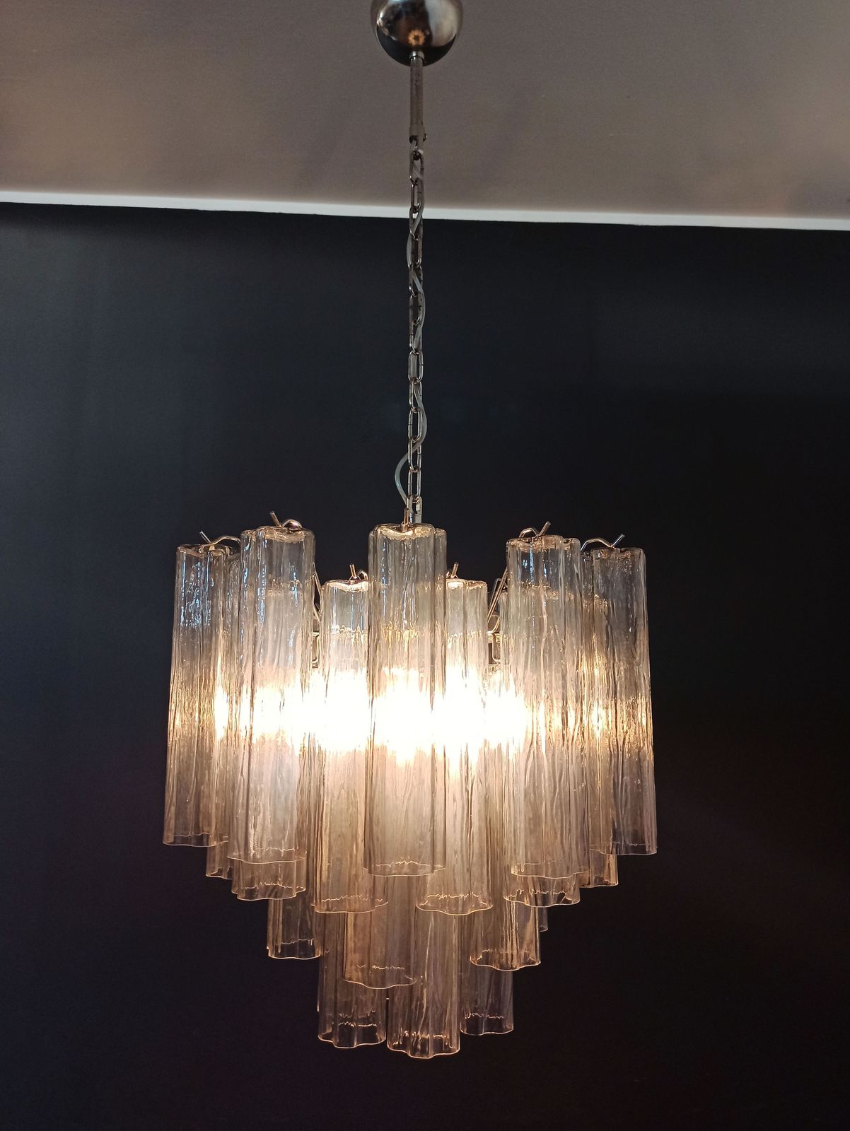 Fantastic Murano Glass Tube Chandelier   36 Smoked Glass Tube photo buy