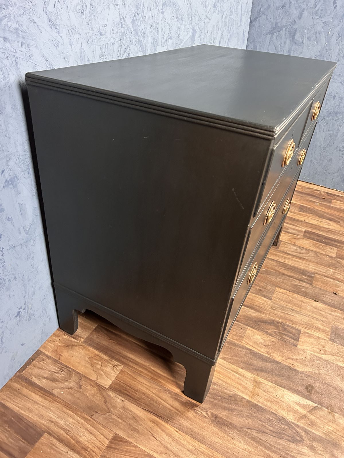 Georgian Ebonised Design Chest Of Drawers With Brass Handles photo 455.0