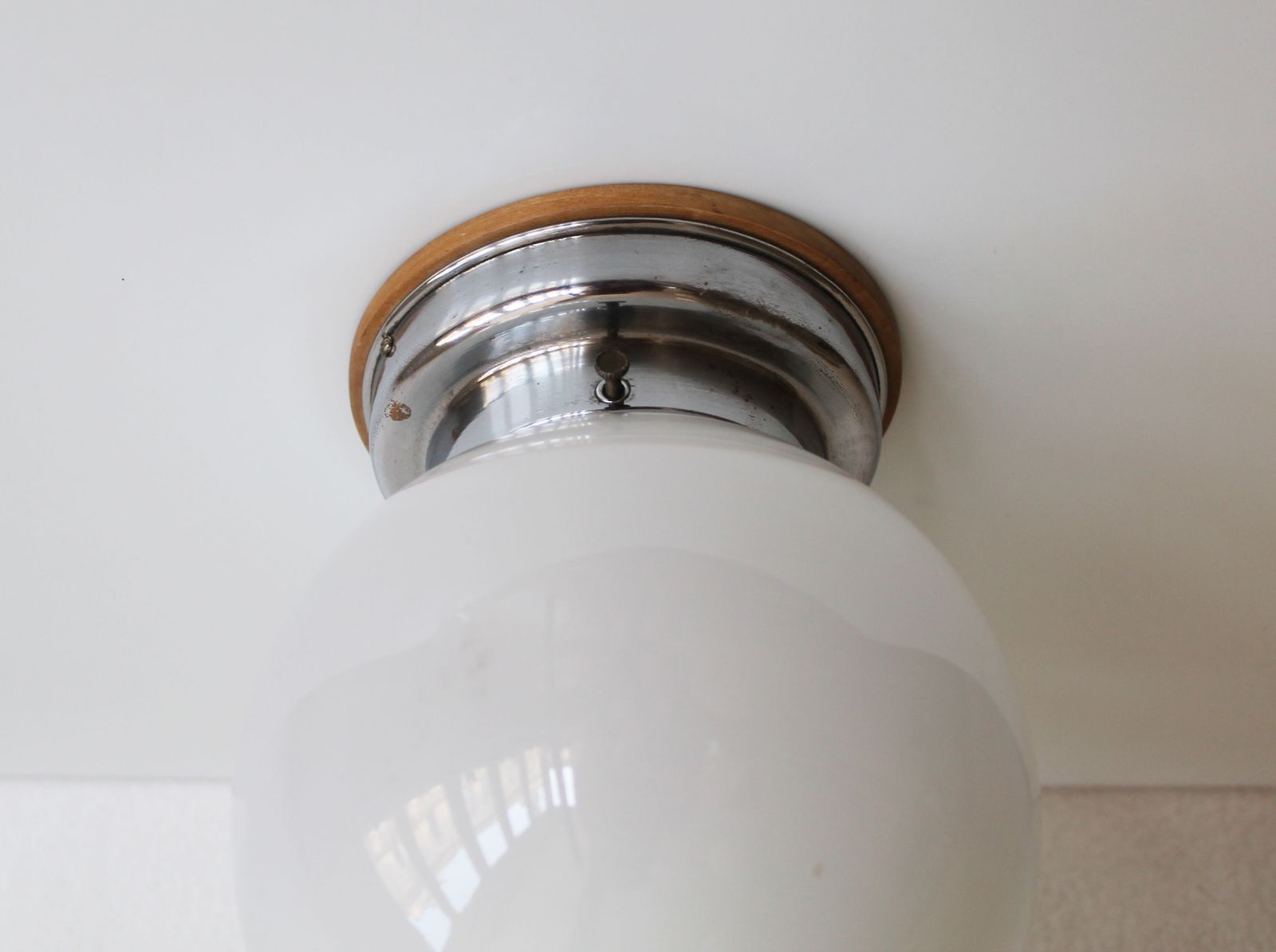 Pair Of 1930s Modernist Ceiling Or Wall Lights With Milk Glass Globes photo 490.0