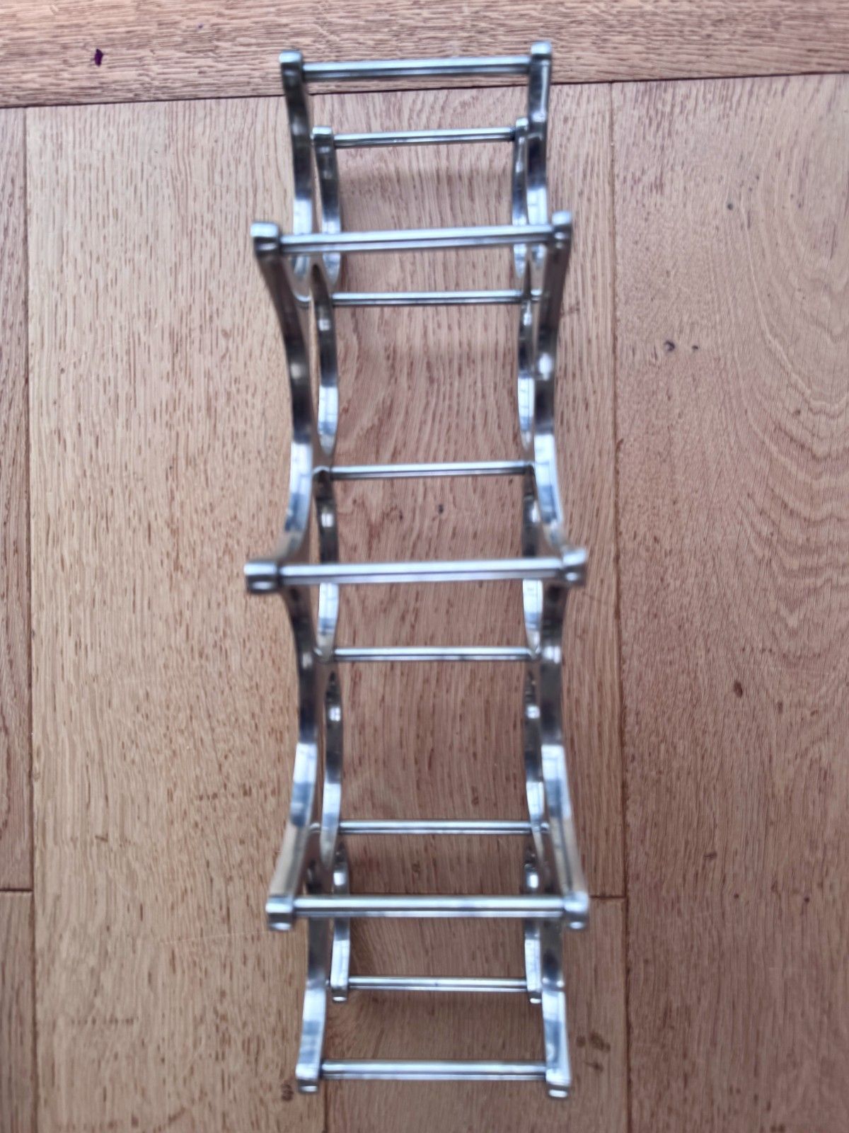 photo furniture Michael Noll Style Polished Aluminium Wine Rack, Holds 9 Bottles