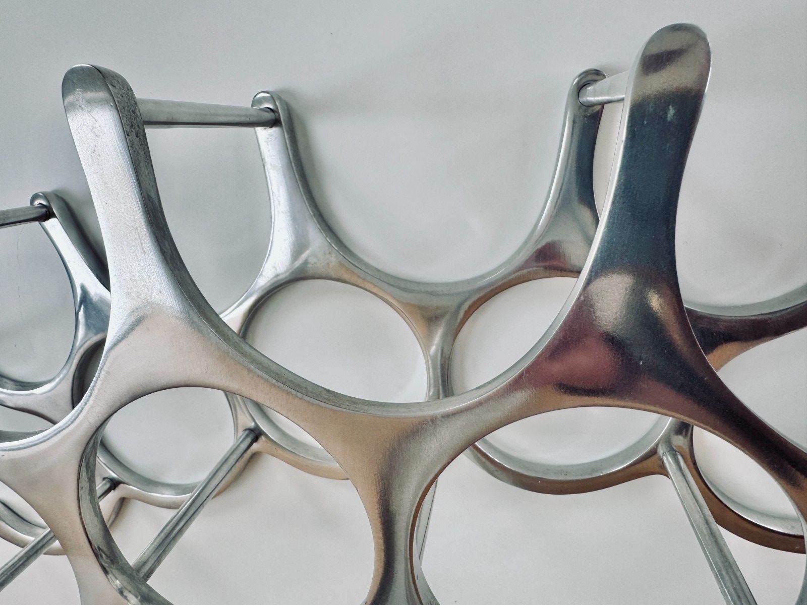photo buy Michael Noll Style Polished Aluminium Wine Rack, Holds 9 Bottles