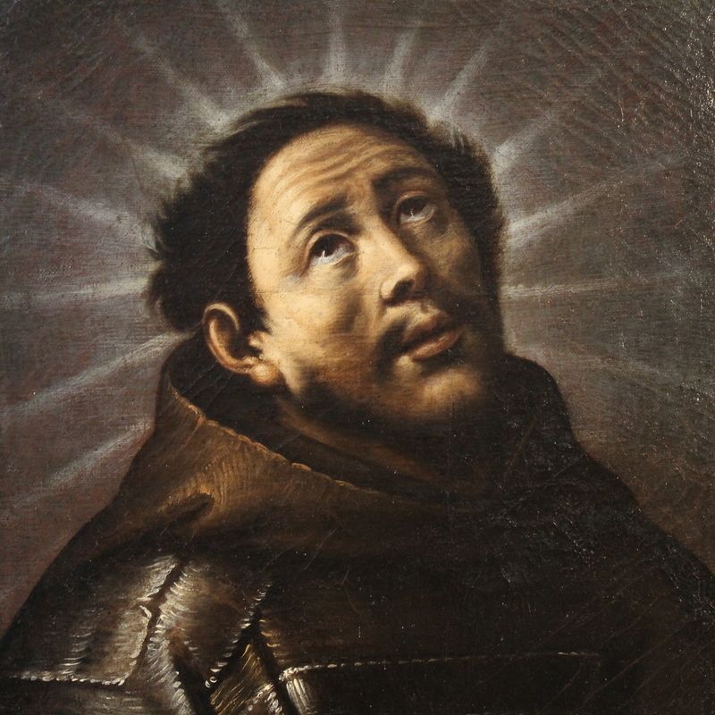 Antique Italian Painting Ecstasy Of Saint Francis From The 18th Century photo for sale