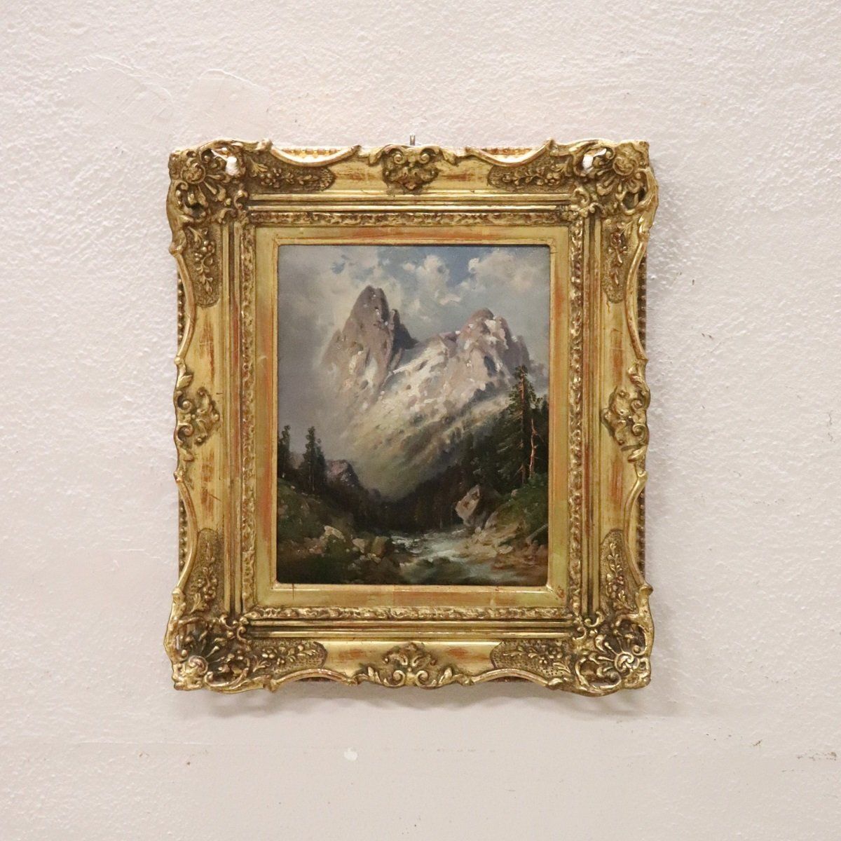 Mountain Landscape, Oil Painting On Board, 1972, Framed photo for sale